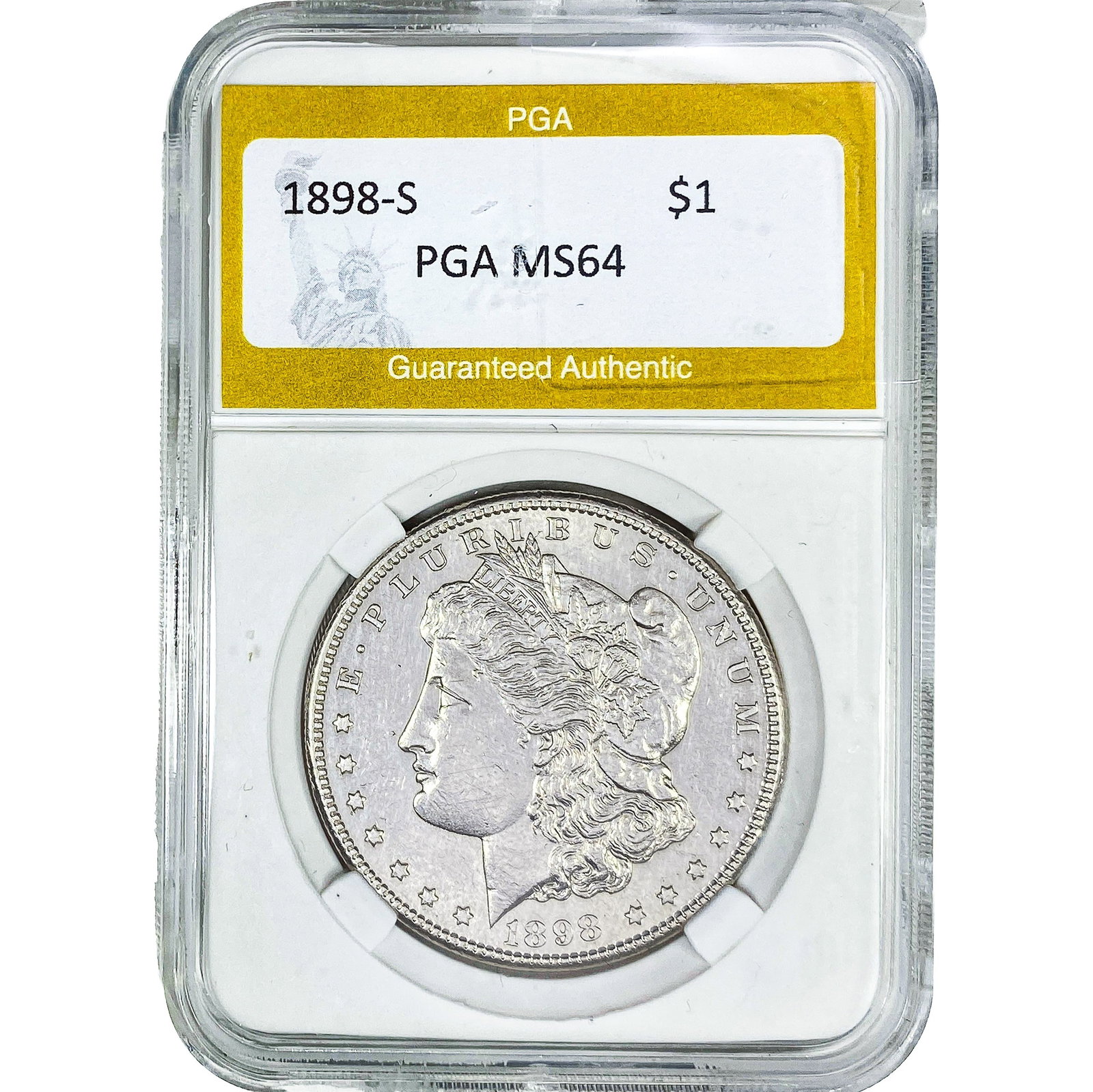 1898-S Morgan Silver Dollar PGA MS64: 1898-S Morgan Silver Dollar PGA MS64