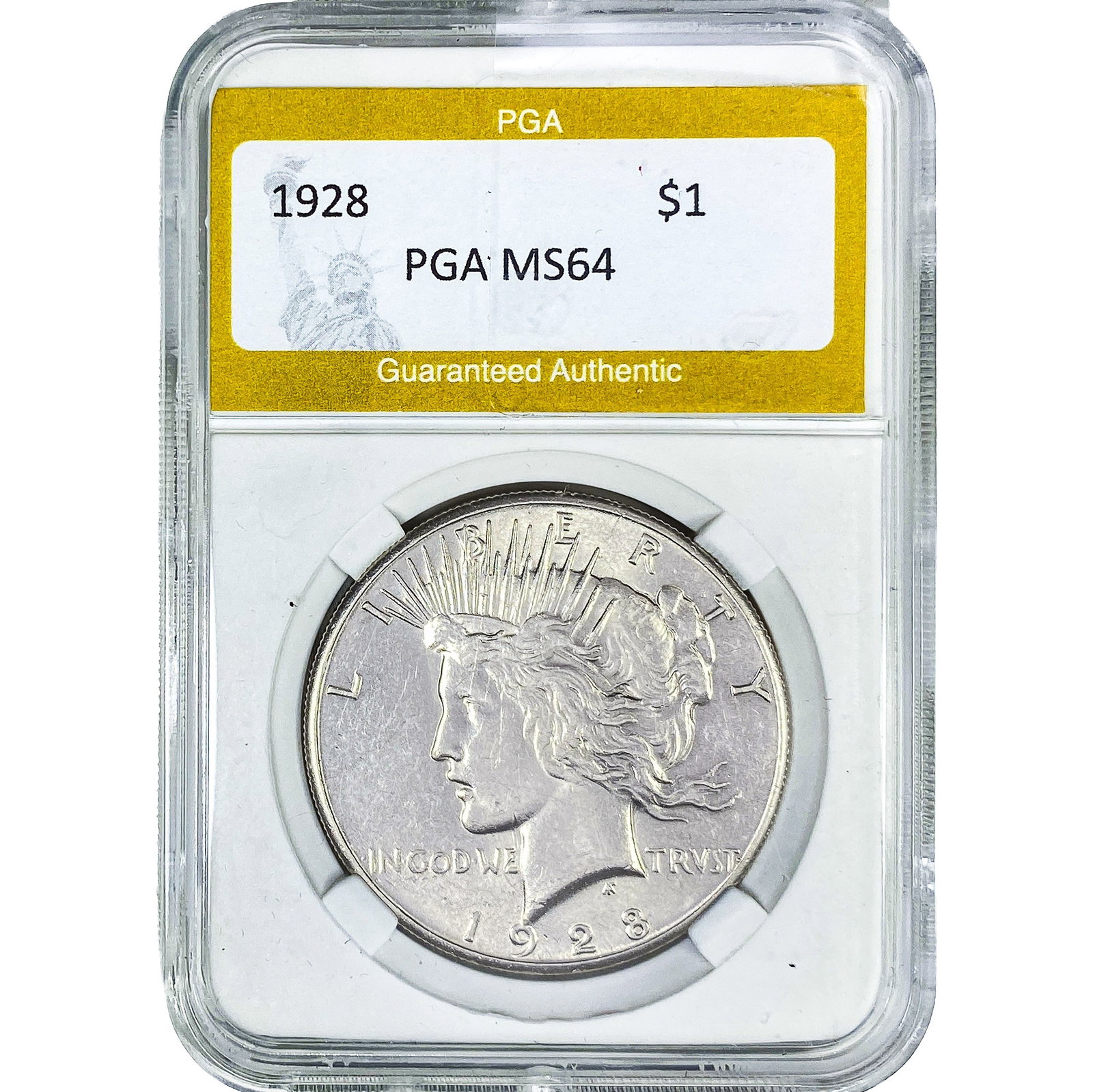 1928 Silver Peace Dollar PGA MS64: 1928 Silver Peace Dollar PGA MS64