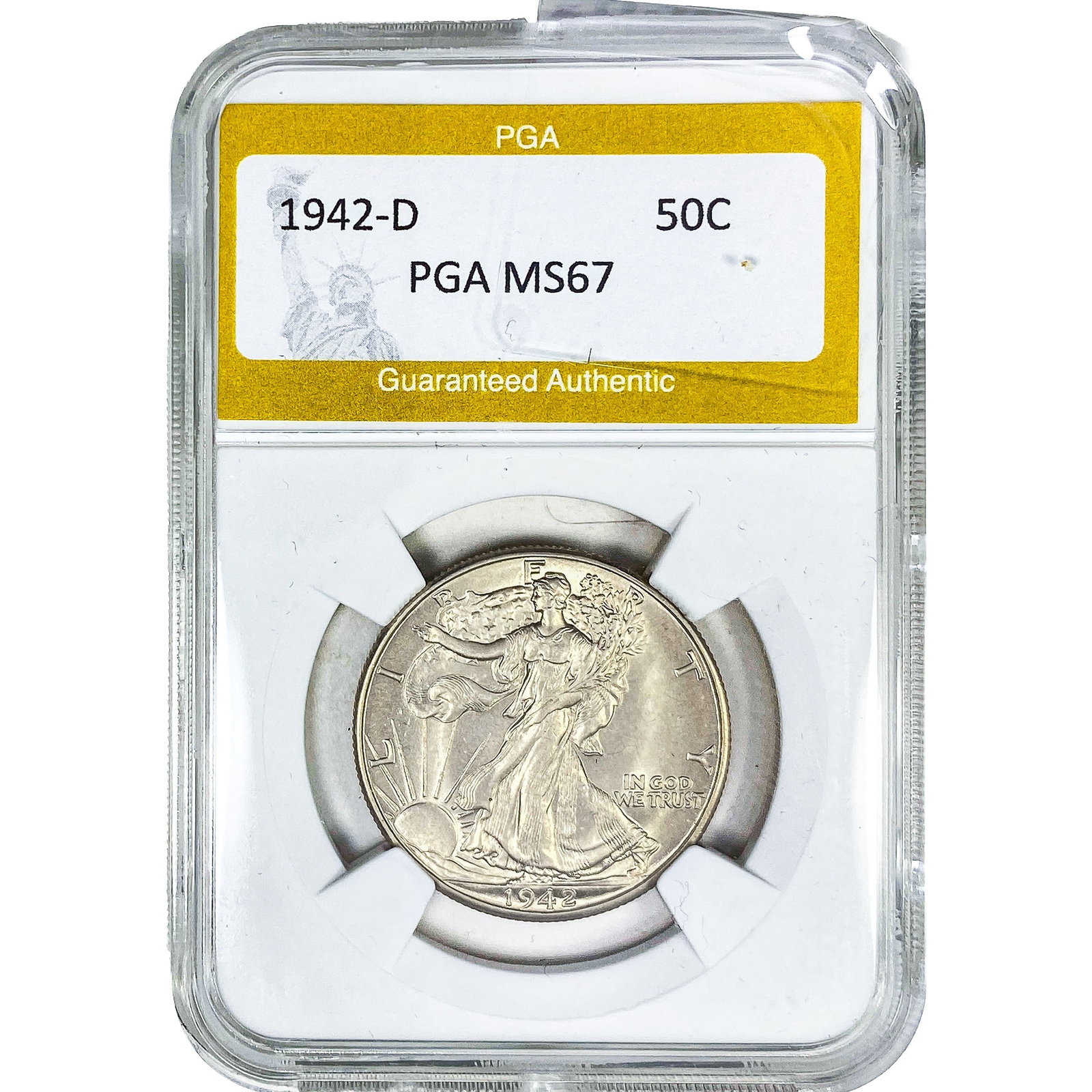 1942-D Walking Liberty Half Dollar PGA MS67: 1942-D Walking Liberty Half Dollar PGA MS67