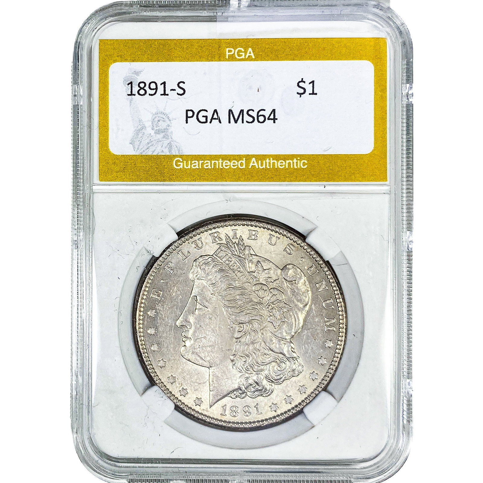 1891-S Morgan Silver Dollar PGA MS64: 1891-S Morgan Silver Dollar PGA MS64