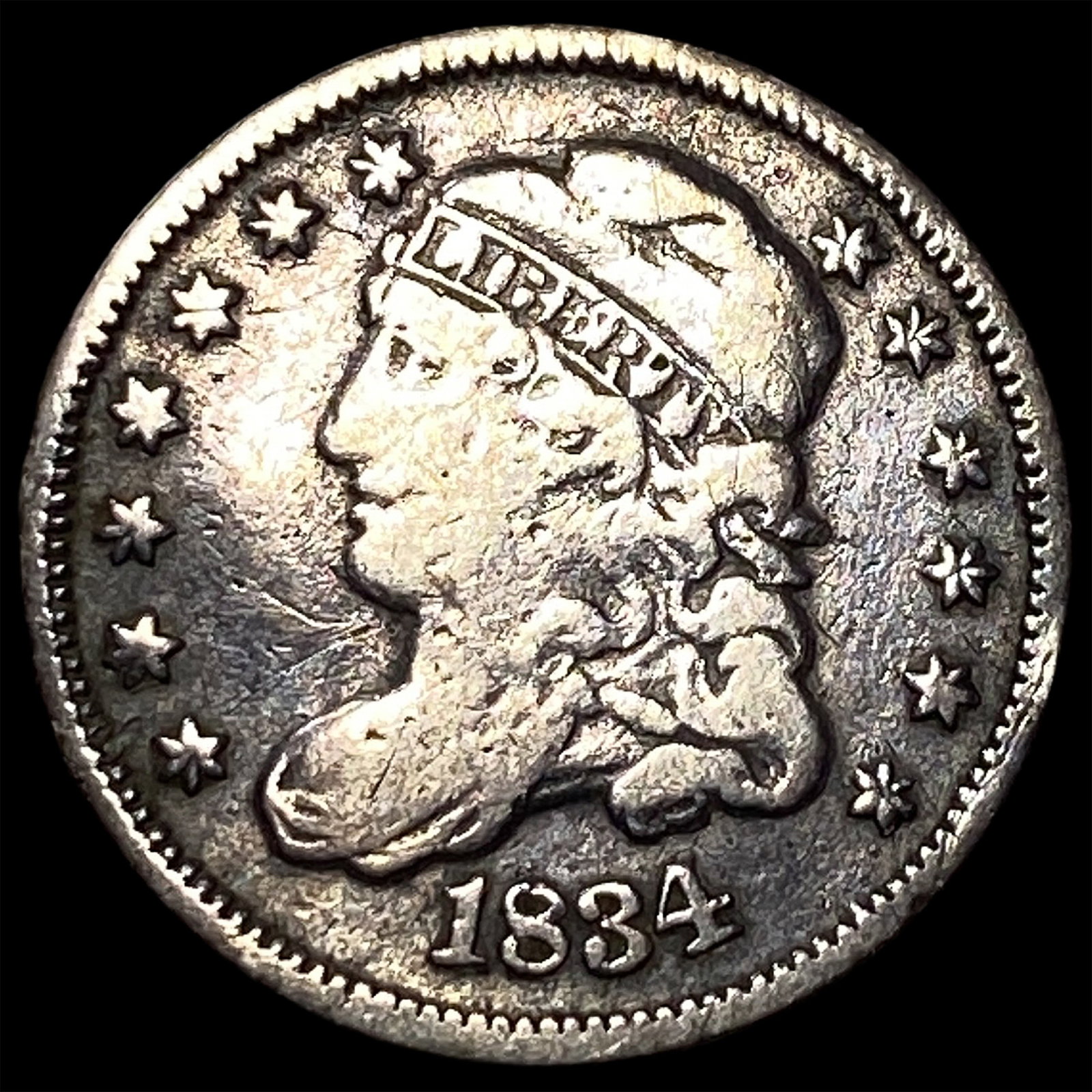 1834 Capped Bust Half Dime NEARLY UNCIRCULATED: 1834 Capped Bust Half Dime NEARLY UNCIRCULATED