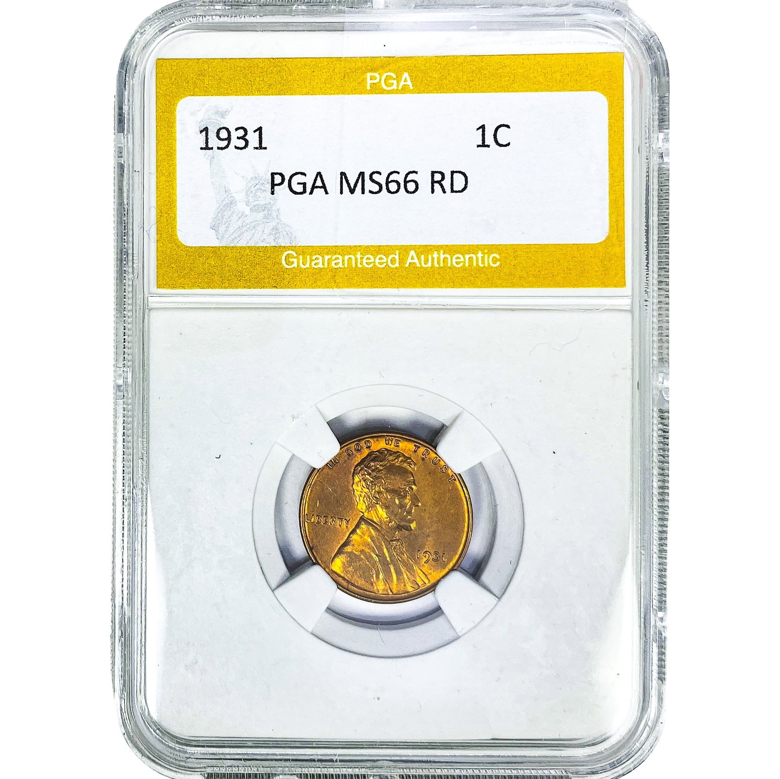 1931 Wheat Cent PGA MS66RD: 1931 Wheat Cent PGA MS66RD