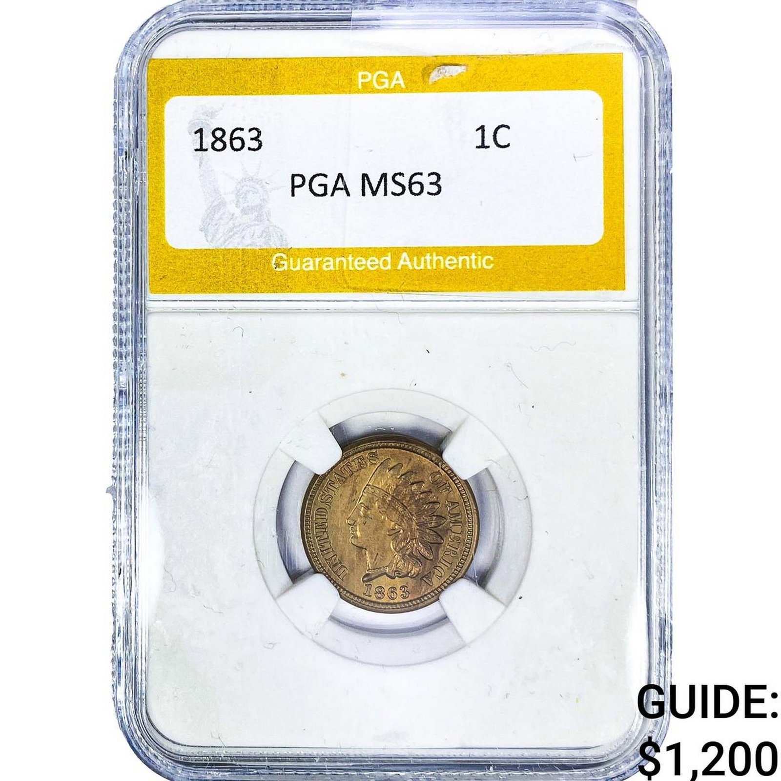 1863 Indian Head Cent PGA MS63: 1863 Indian Head Cent PGA MS63
