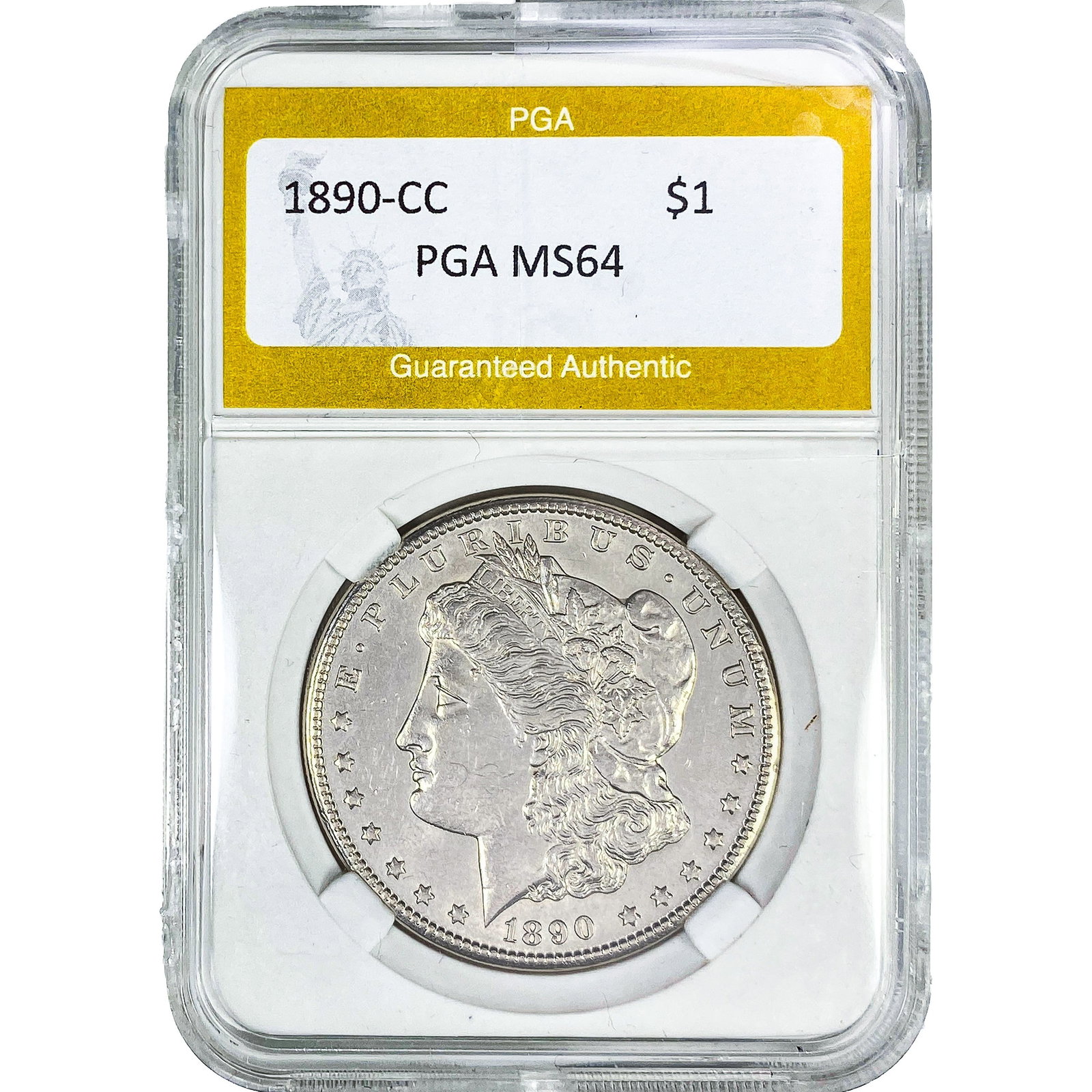 1890-CC Morgan Silver Dollar PGA MS64: 1890-CC Morgan Silver Dollar PGA MS64