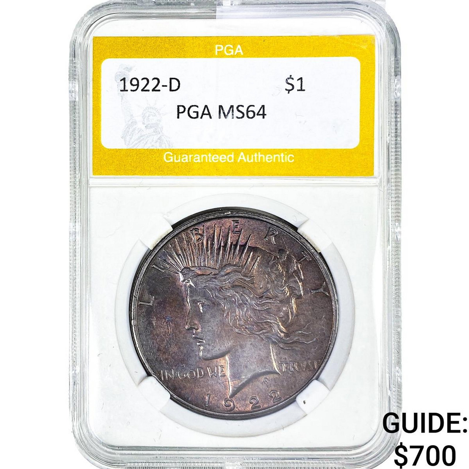 1922-D Silver Peace Dollar PGA MS64: 1922-D Silver Peace Dollar PGA MS64