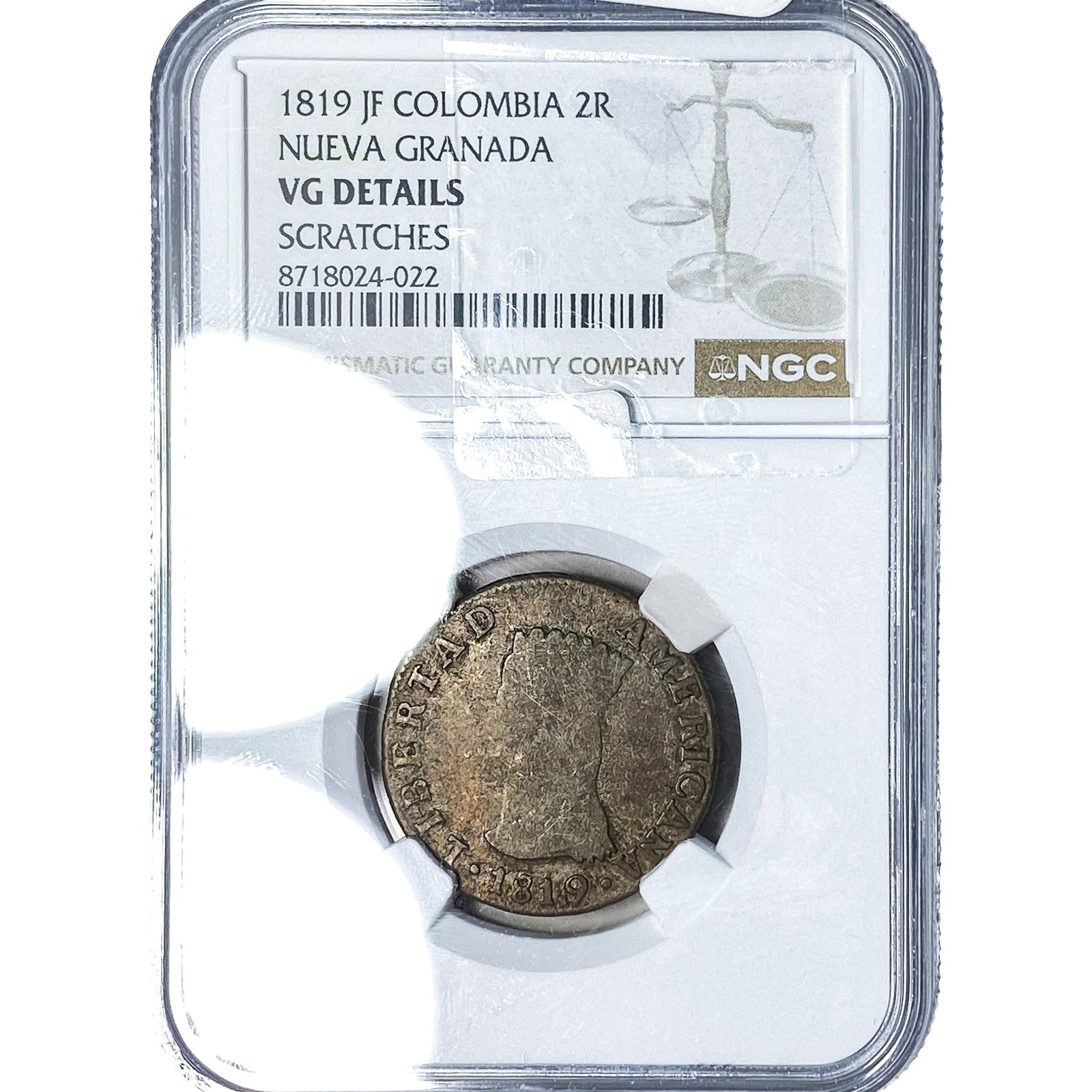1819 Colombia Silver 2 Reales NGC VG Details (1 of 2)