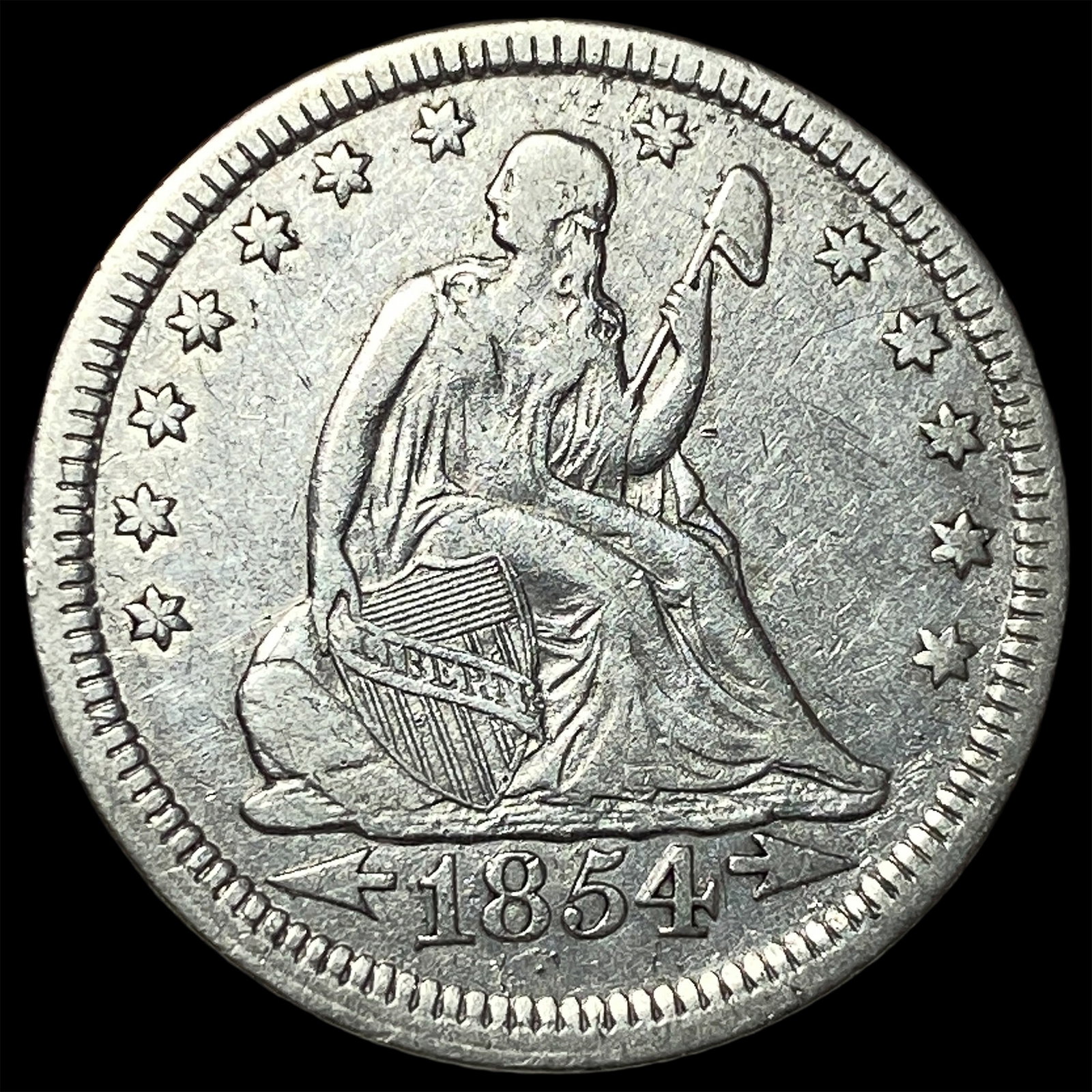 1854 Arrows Seated Liberty Quarter NEARLY UNCIRCULATED: 1854 Arrows Seated Liberty Quarter NEARLY UNCIRCULATED