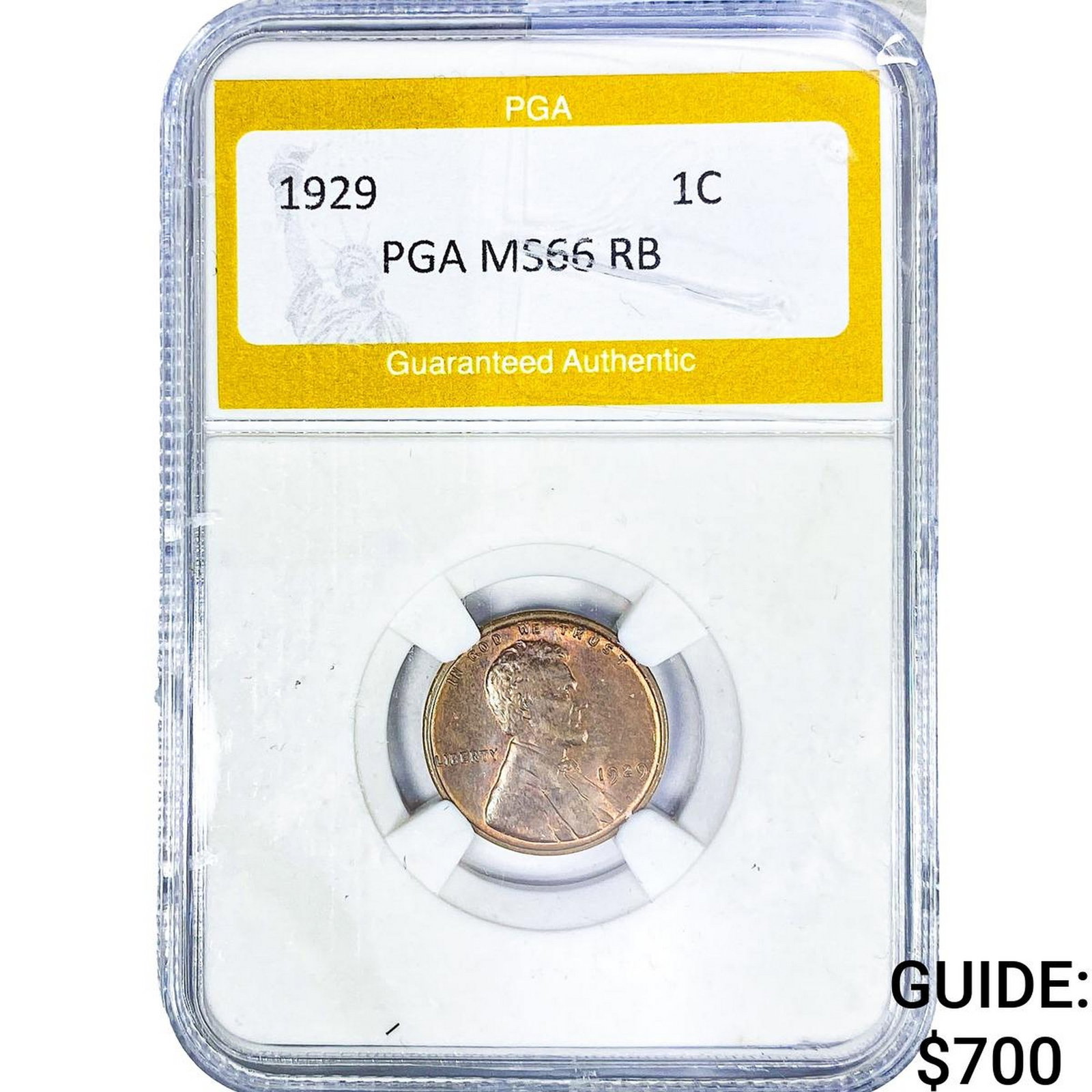 1929 Wheat Cent PGA MS66RB: 1929 Wheat Cent PGA MS66RB