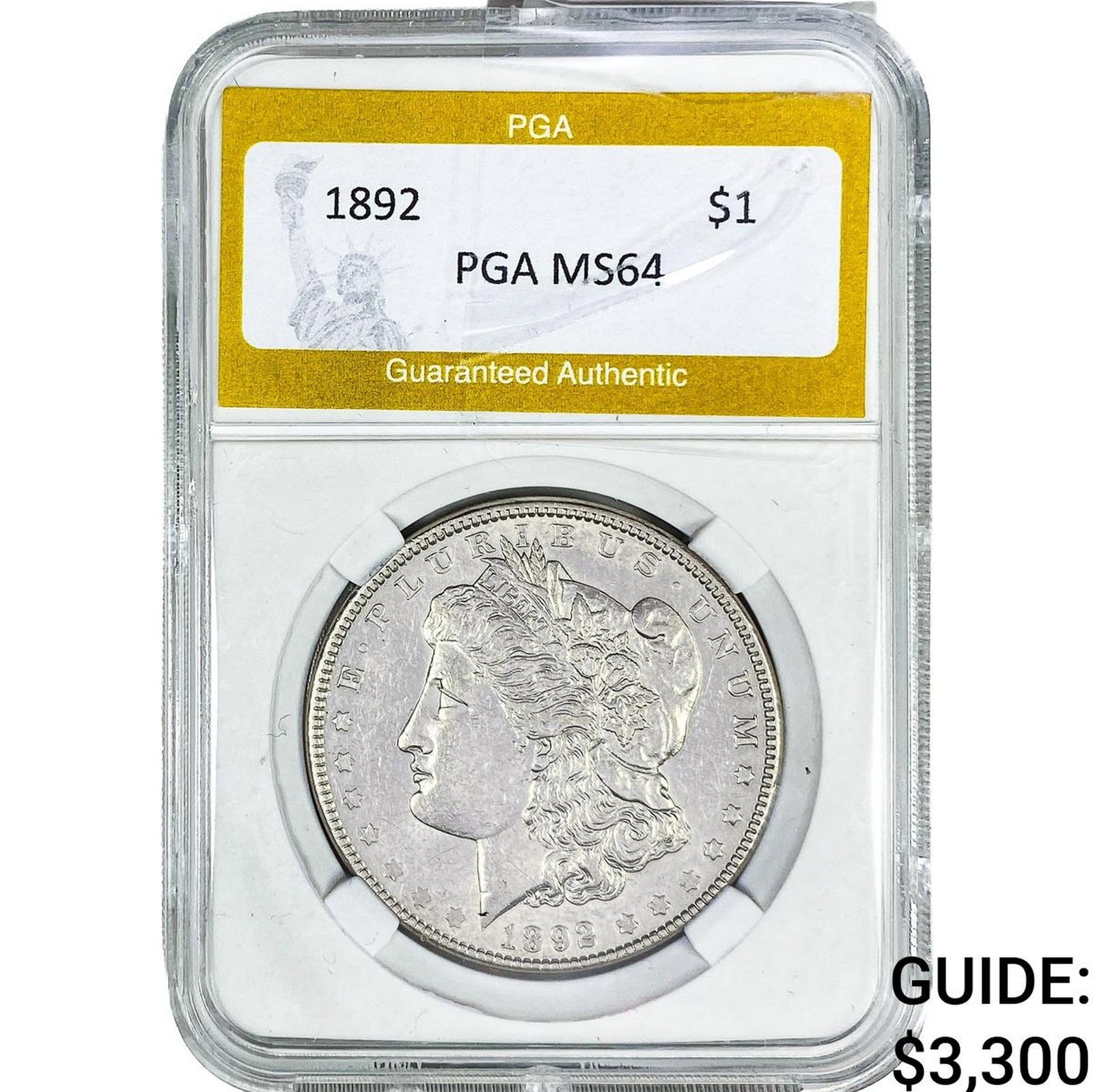1892 Morgan Silver Dollar PGA MS64: 1892 Morgan Silver Dollar PGA MS64