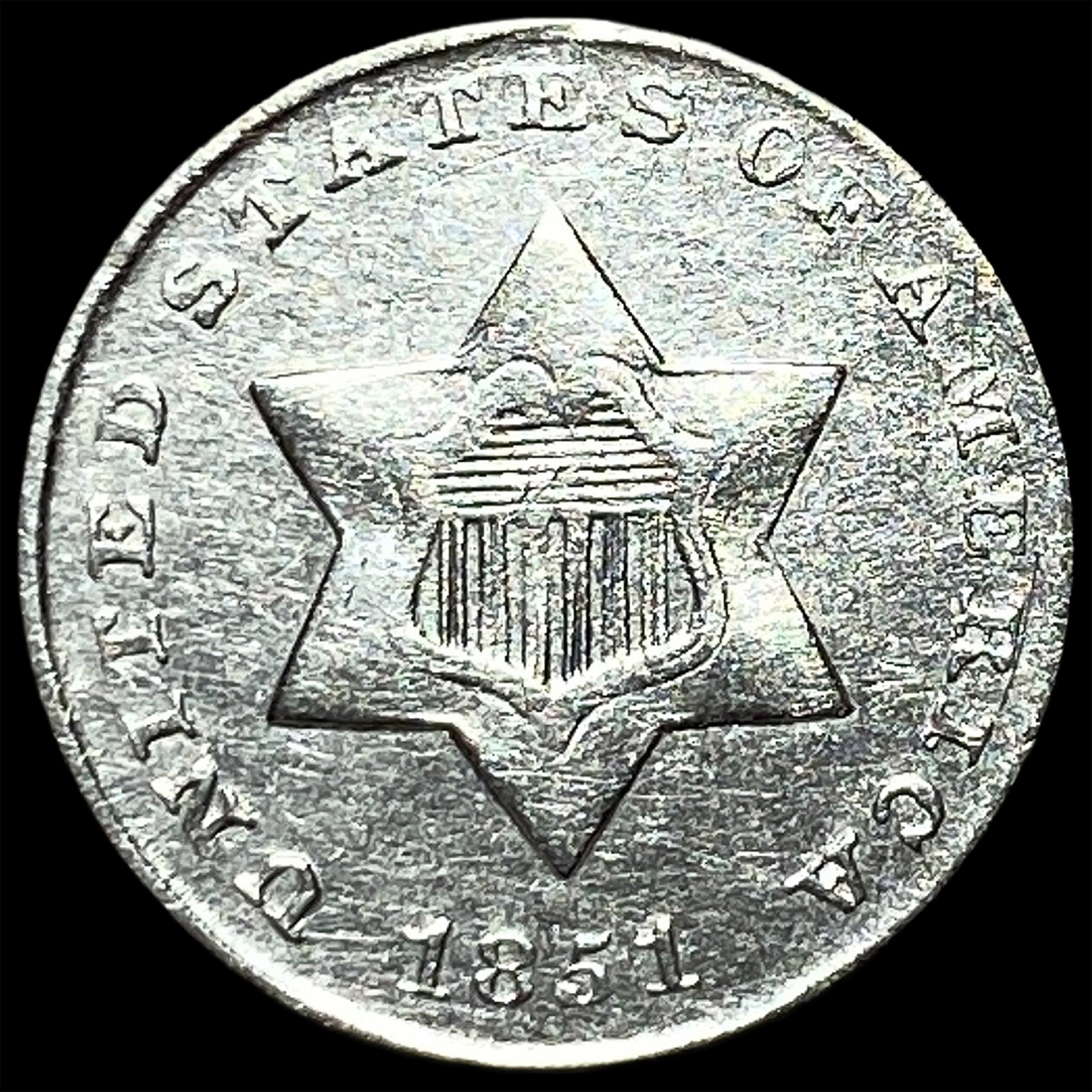 1851 Silver Three-Cent Piece CLOSELY UNCIRCULATED (1 of 2)