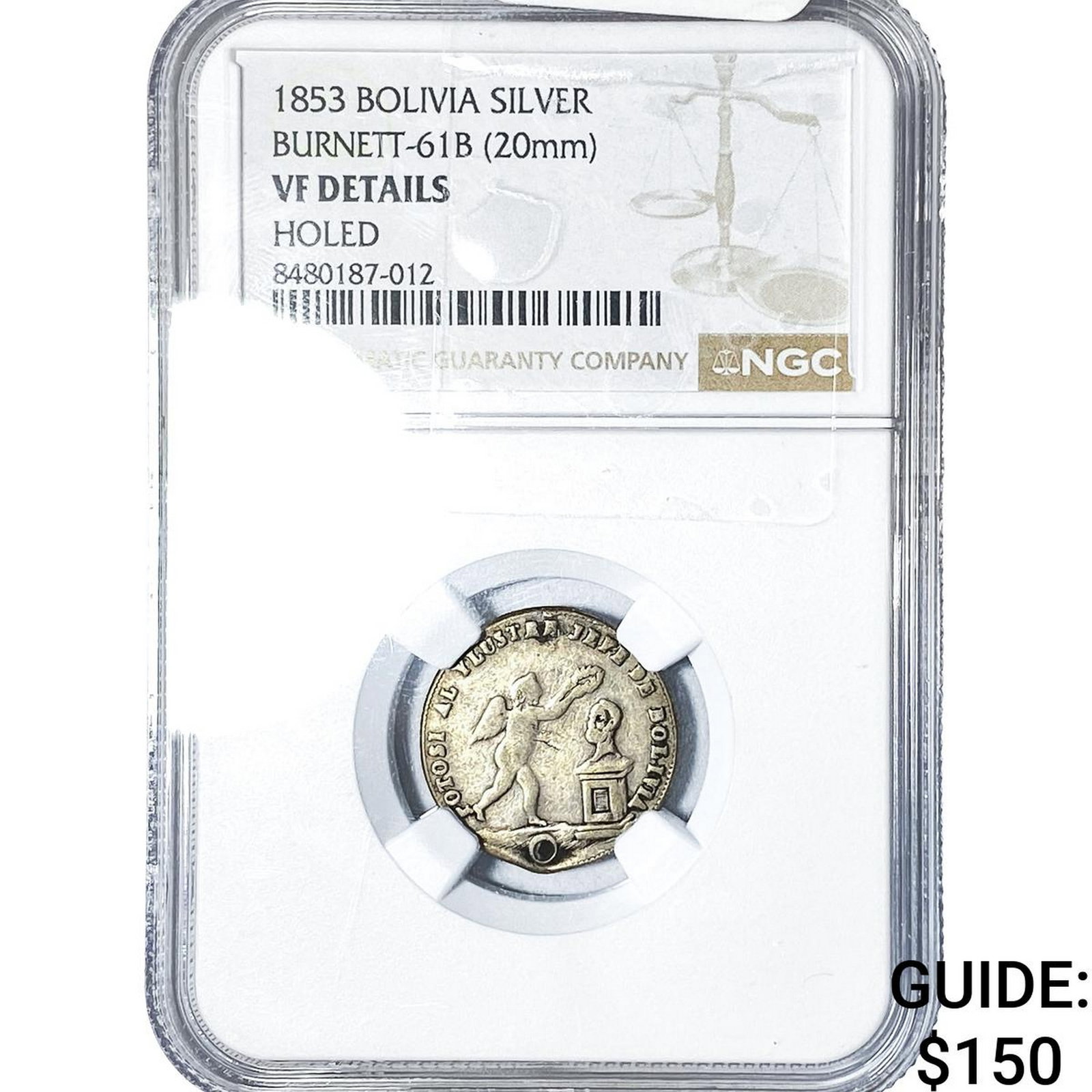 1853 Bolivia Silver Medal NGC VF Details: 1853 Bolivia Silver Medal NGC VF Details