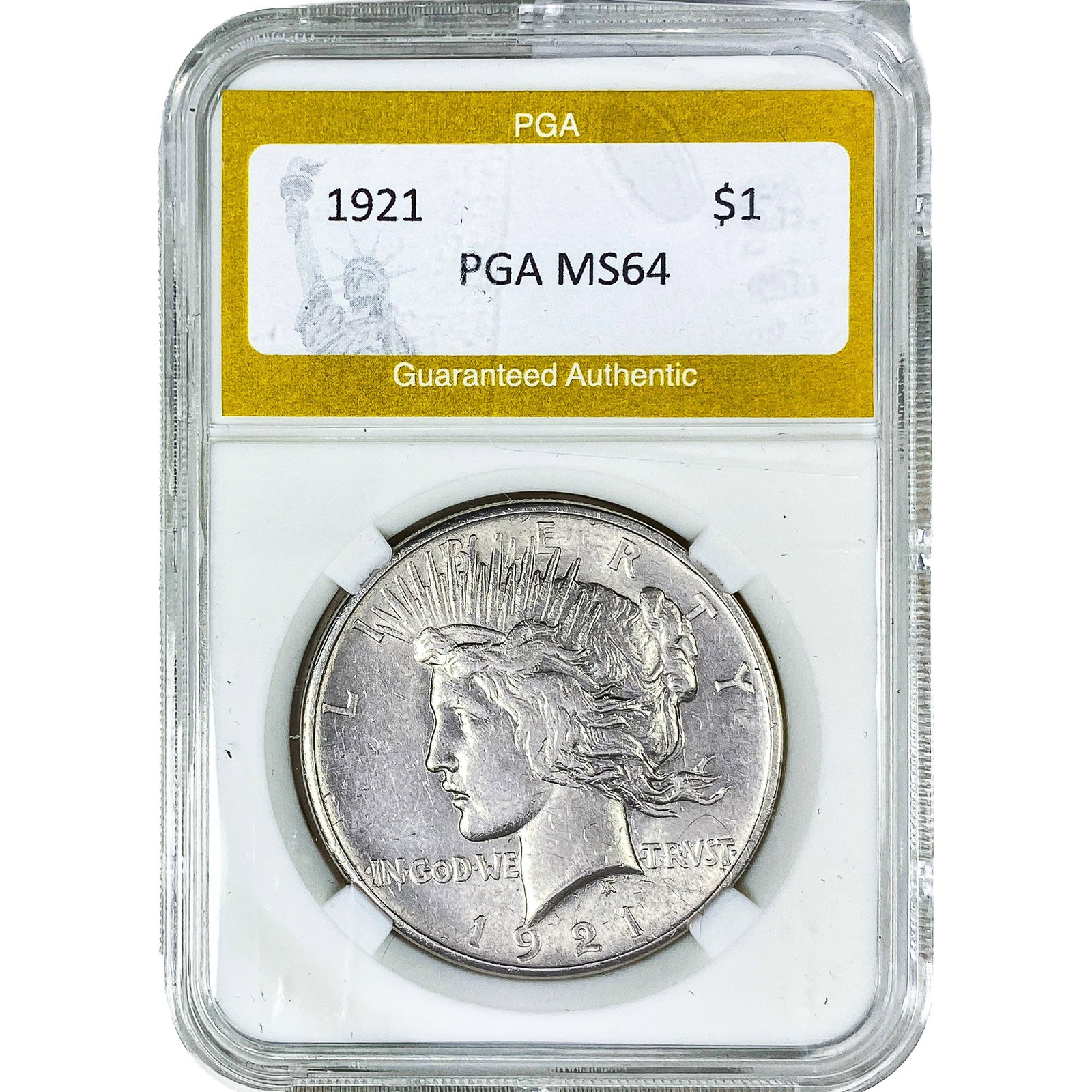 1921 Silver Peace Dollar PGA MS64: 1921 Silver Peace Dollar PGA MS64