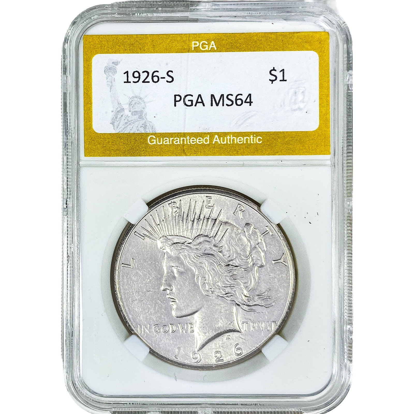 1926-S Silver Peace Dollar PGA MS64: 1926-S Silver Peace Dollar PGA MS64