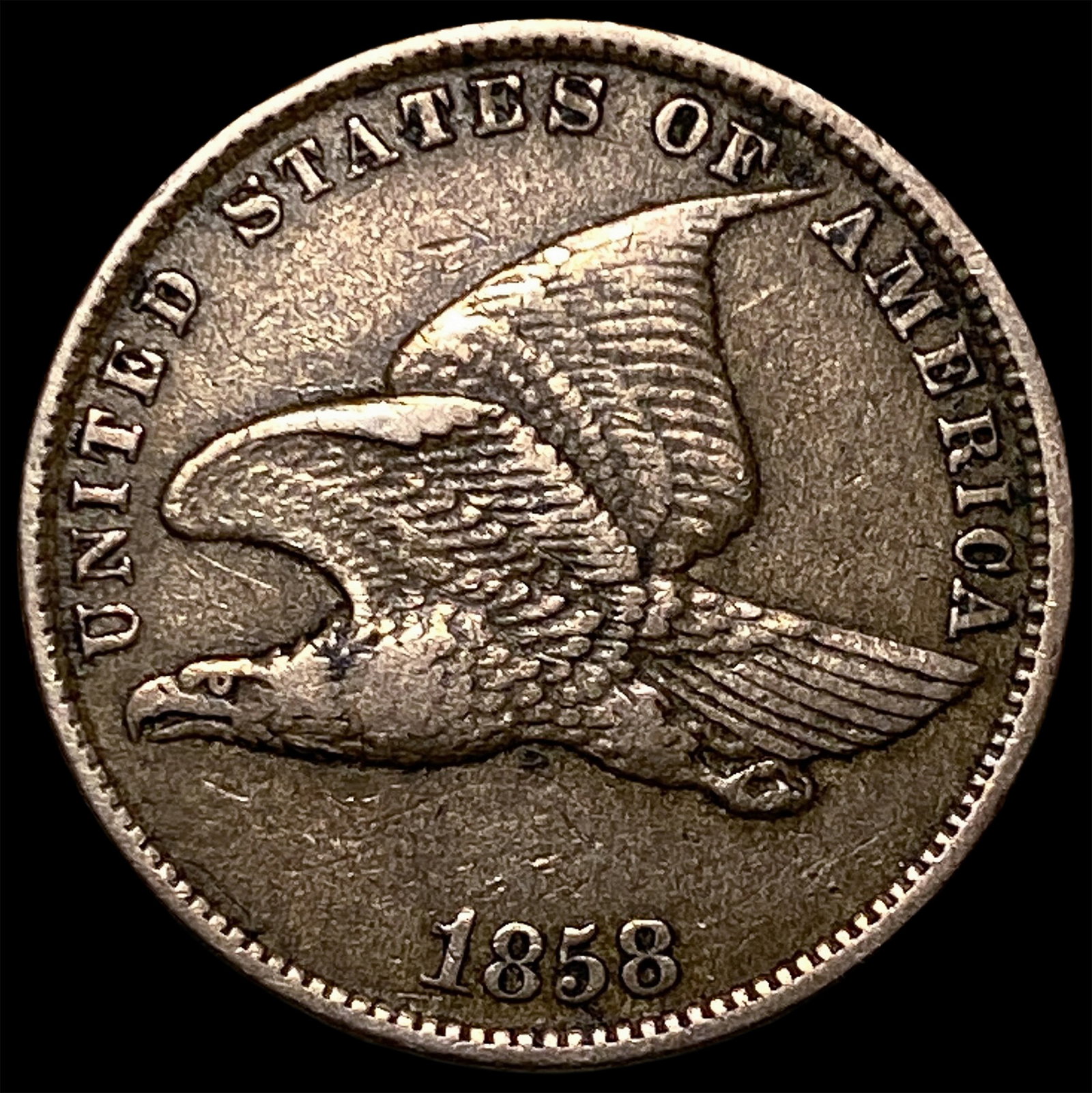 1858 Copper-Nickel Flying Eagle Cent CLOSELY UNCIRCULATED: 1858 Copper-Nickel Flying Eagle Cent CLOSELY UNCIRCULATED