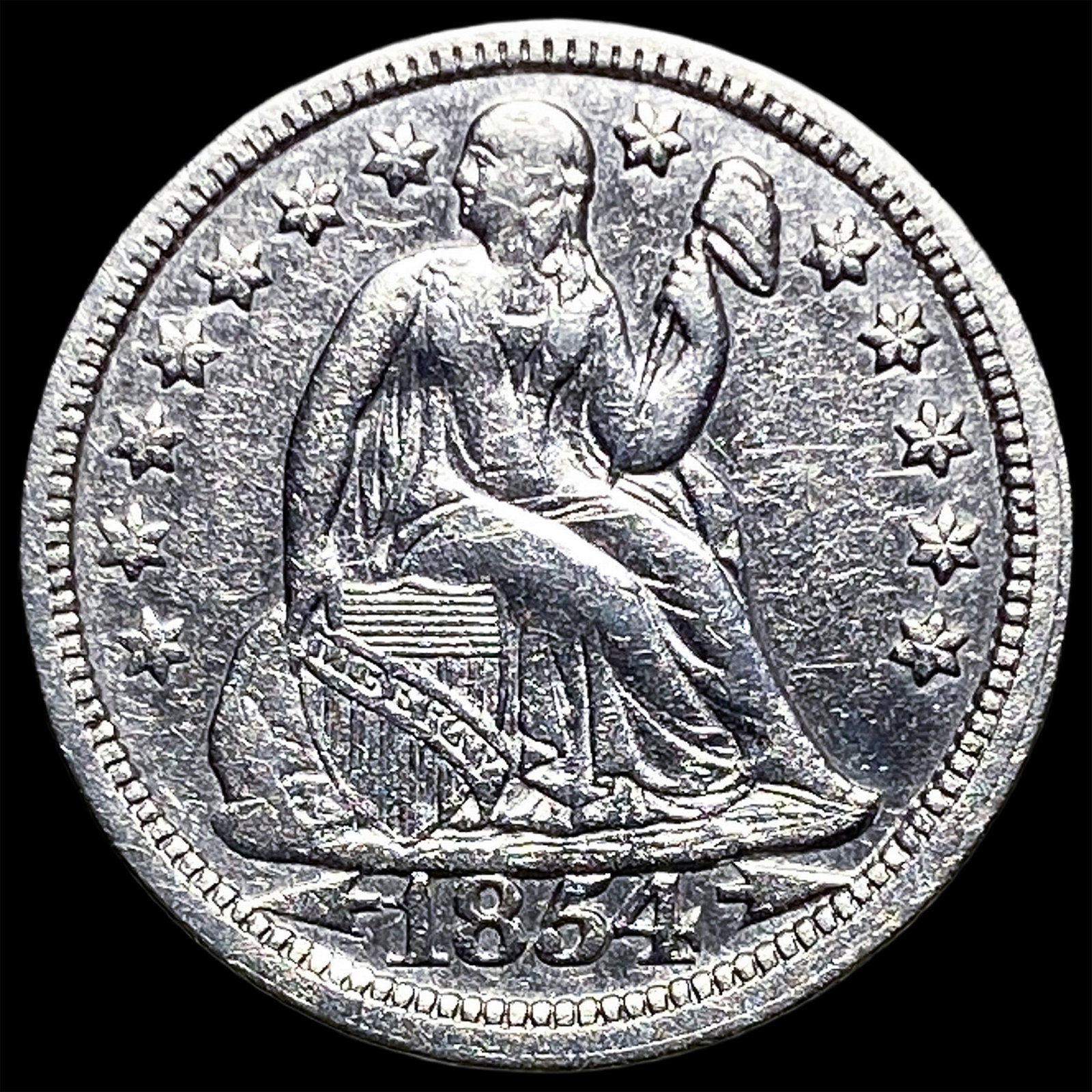 1854 Seated Liberty Dime CLOSELY UNCIRCULATED: 1854 Seated Liberty Dime CLOSELY UNCIRCULATED