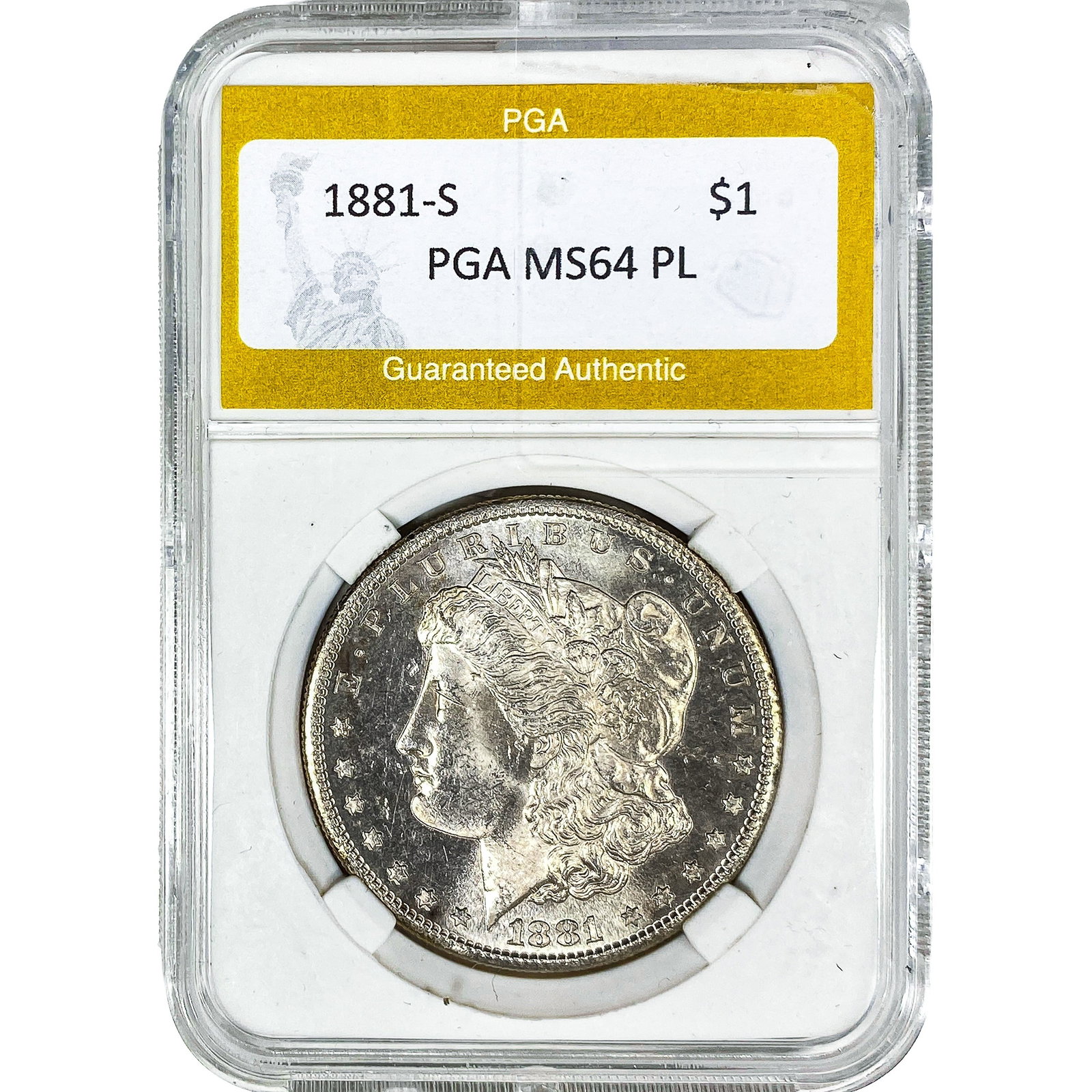 1881-S Morgan Silver Dollar PGA MS64PL: 1881-S Morgan Silver Dollar PGA MS64PL