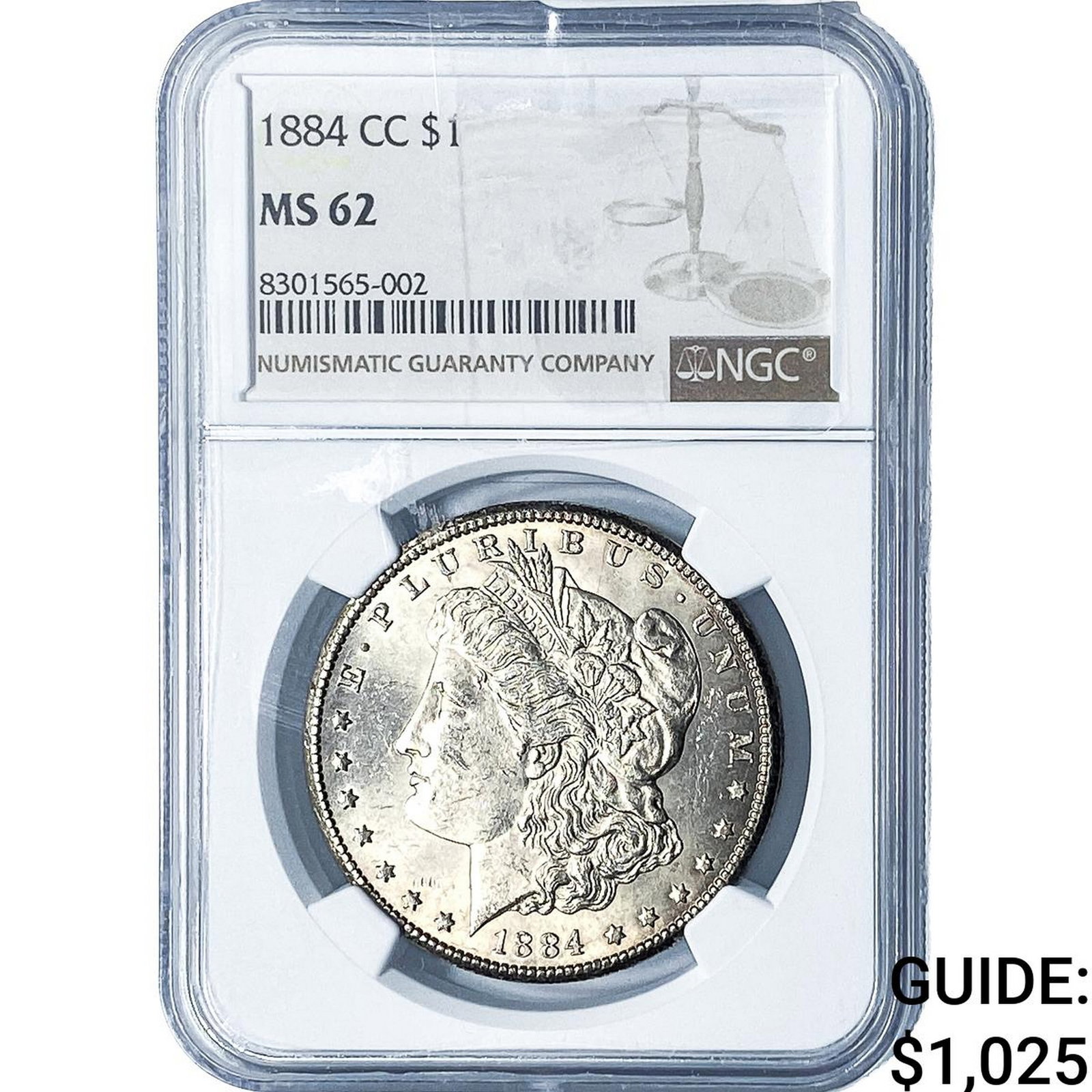 1884-CC Morgan Silver Dollar NGC MS62: 1884-CC Morgan Silver Dollar NGC MS62