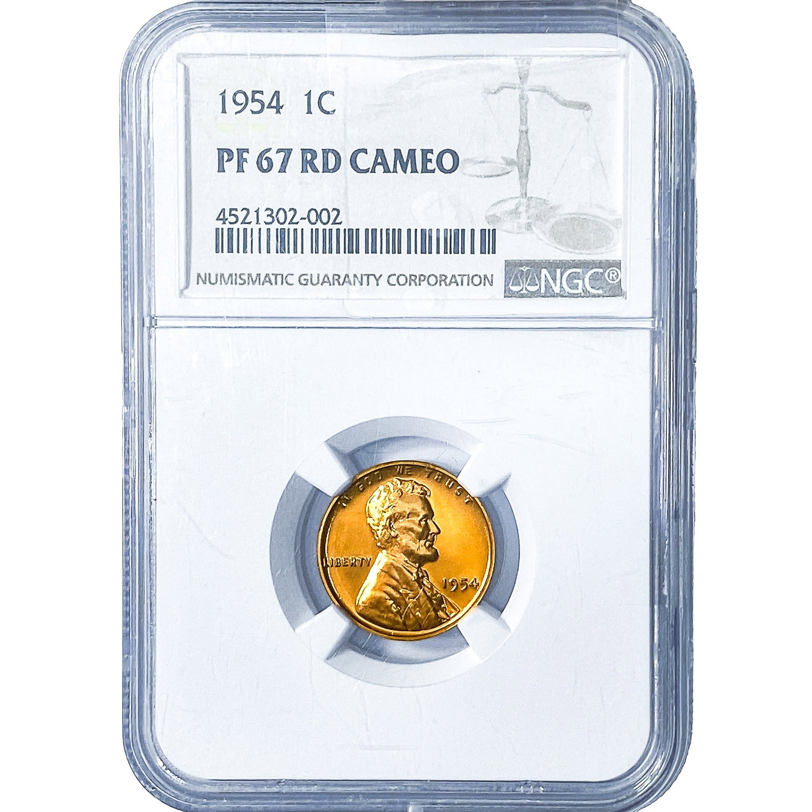 1954 Wheat Cent NGC PF67 RD Cameo: 1954 Wheat Cent NGC PF67 RD Cameo
