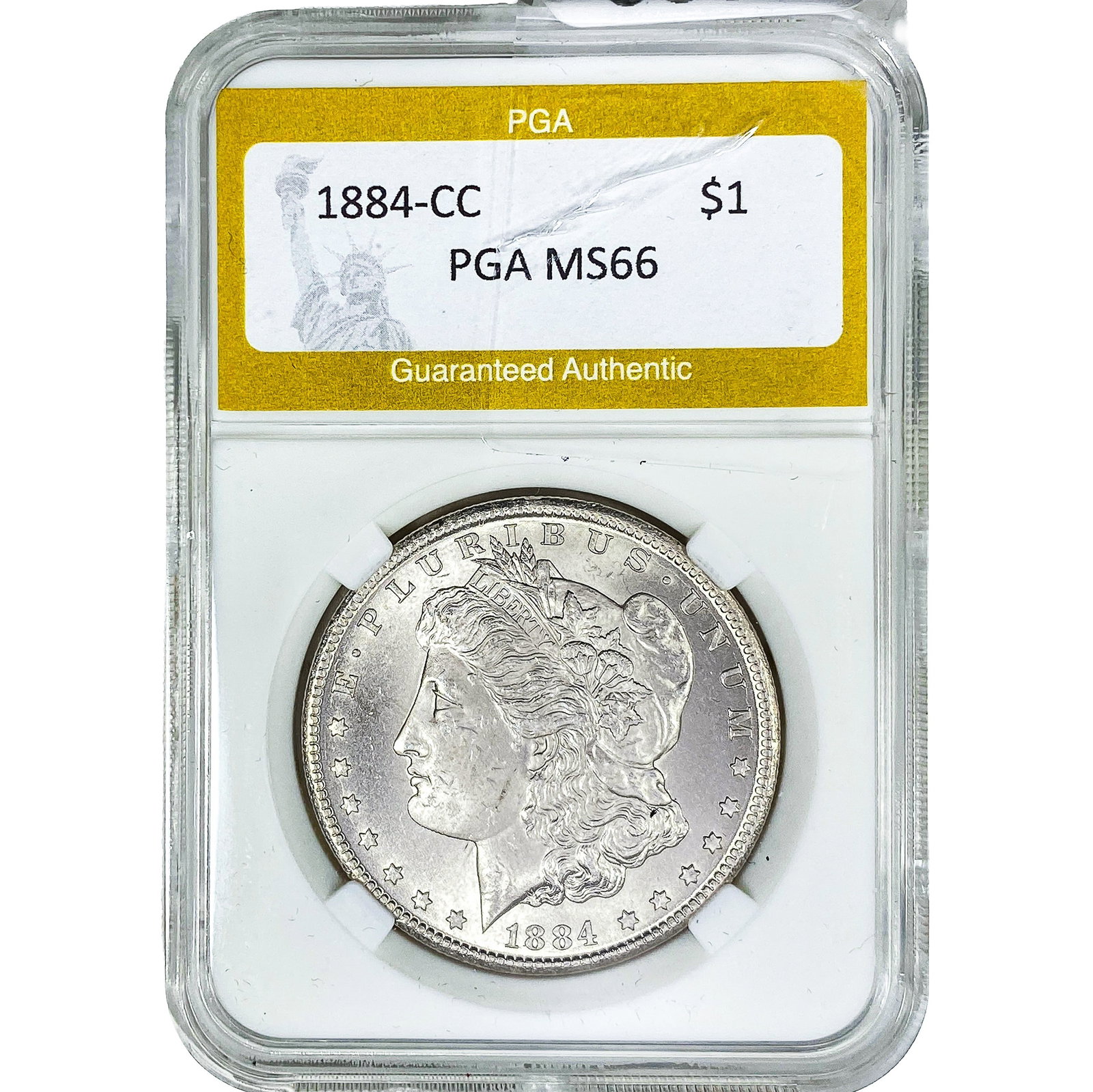1884-CC Morgan Silver Dollar PGA MS66: 1884-CC Morgan Silver Dollar PGA MS66