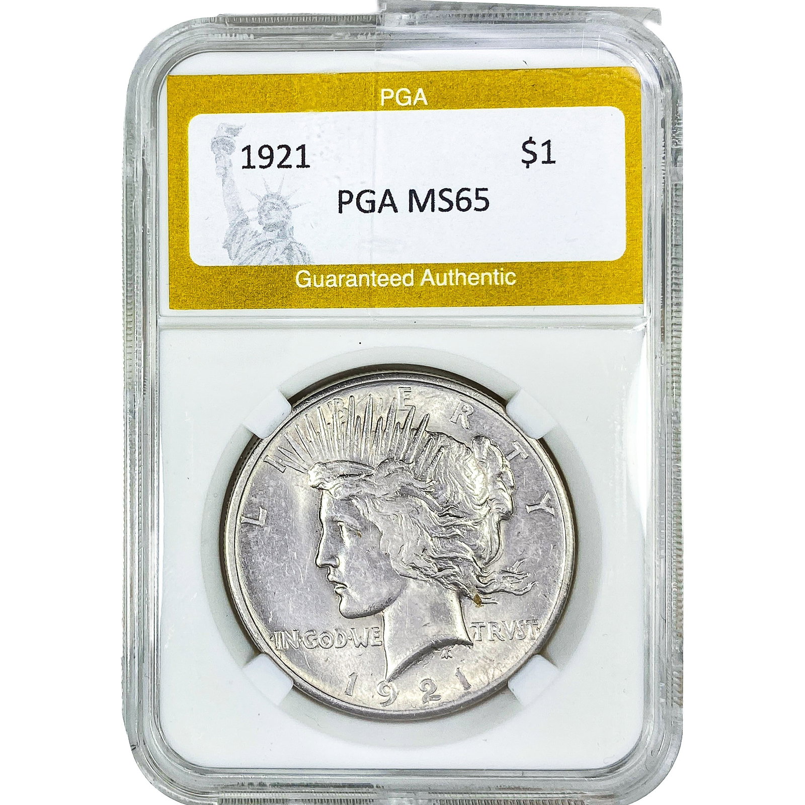 1921 Silver Peace Dollar PGA MS65: 1921 Silver Peace Dollar PGA MS65