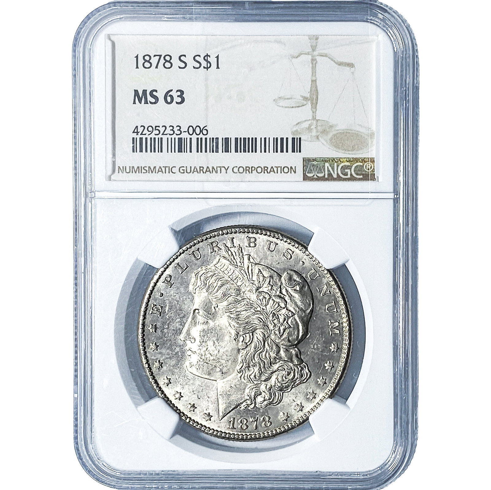 1878-S Morgan Silver Dollar NGC MS63: 1878-S Morgan Silver Dollar NGC MS63
