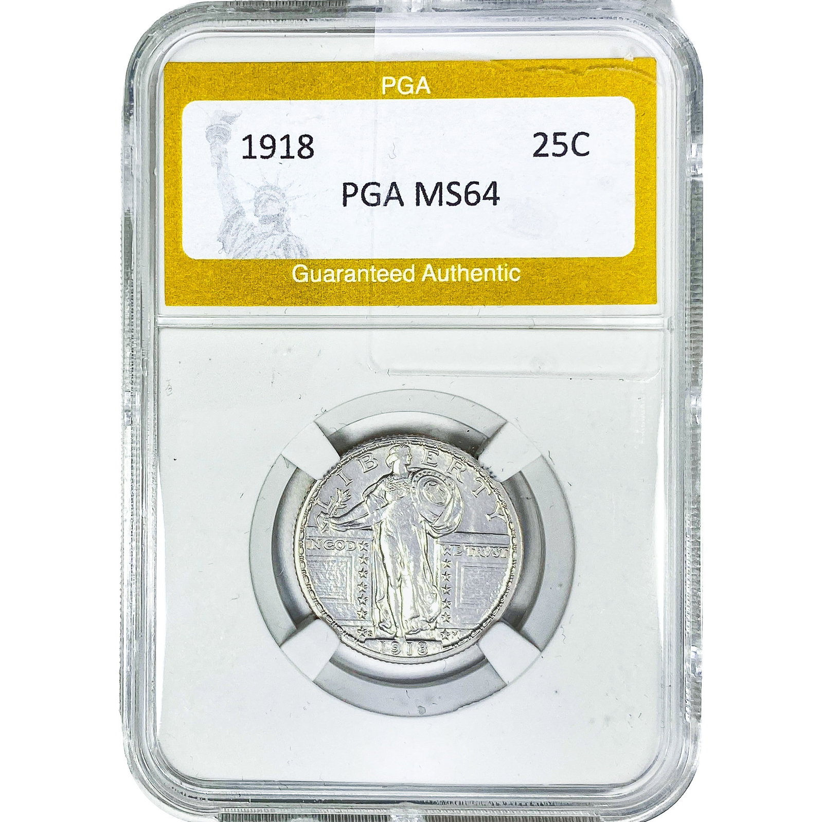1918 Standing Liberty Quarter PGA MS64: 1918 Standing Liberty Quarter PGA MS64