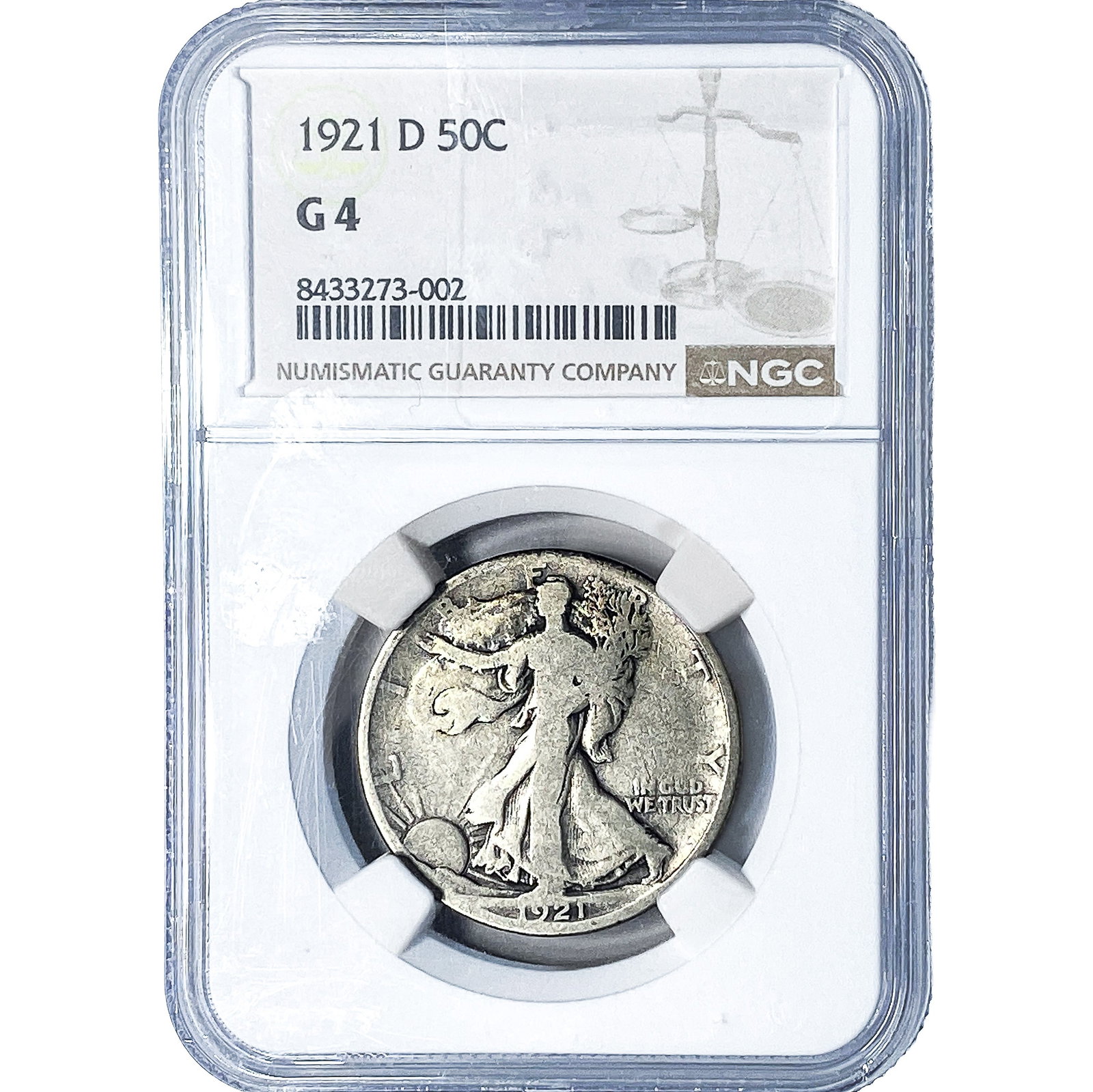 1921-D Walking Liberty Half Dollar NGC G4: 1921-D Walking Liberty Half Dollar NGC G4
