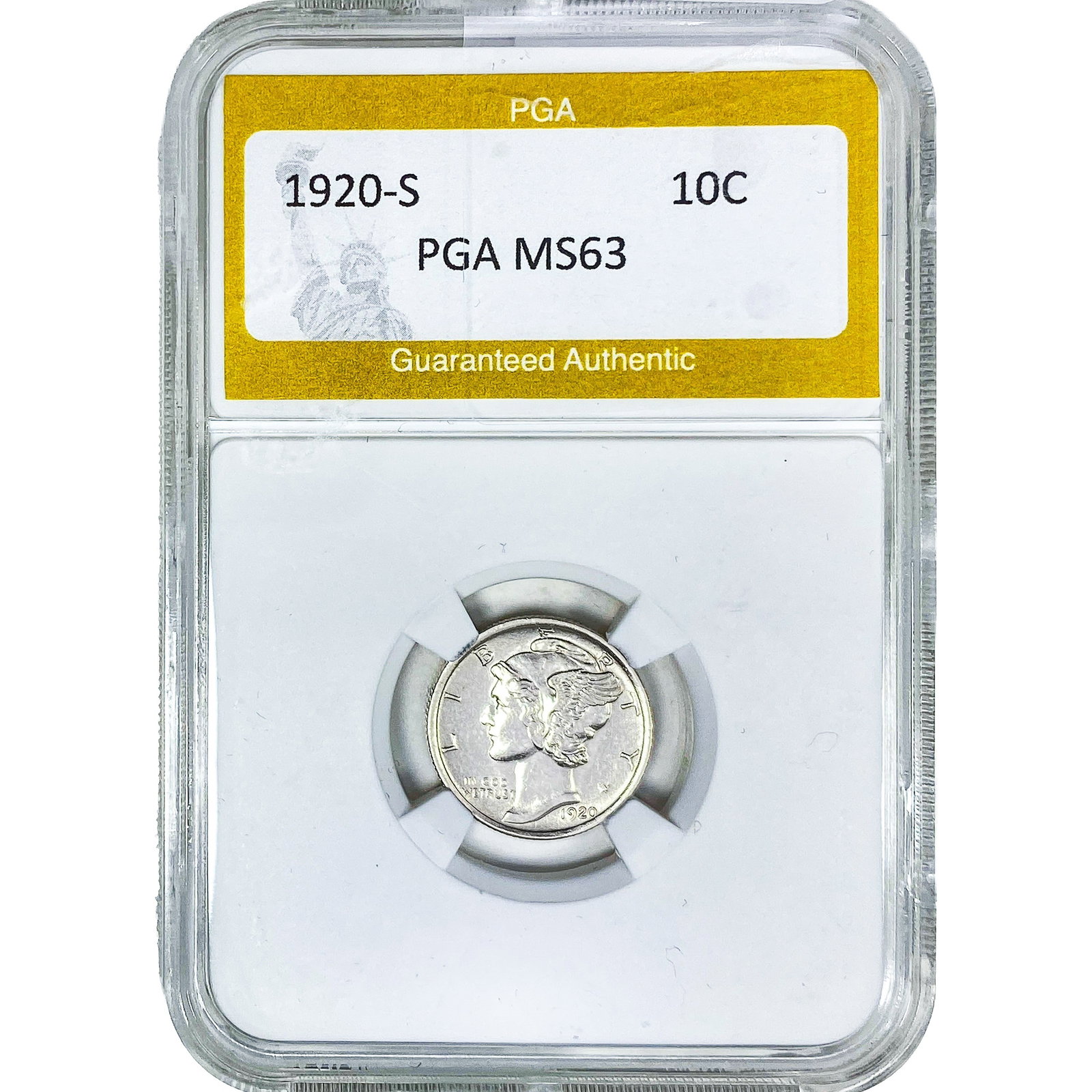 1920-S Mercury Silver Dime PGA MS63: 1920-S Mercury Silver Dime PGA MS63