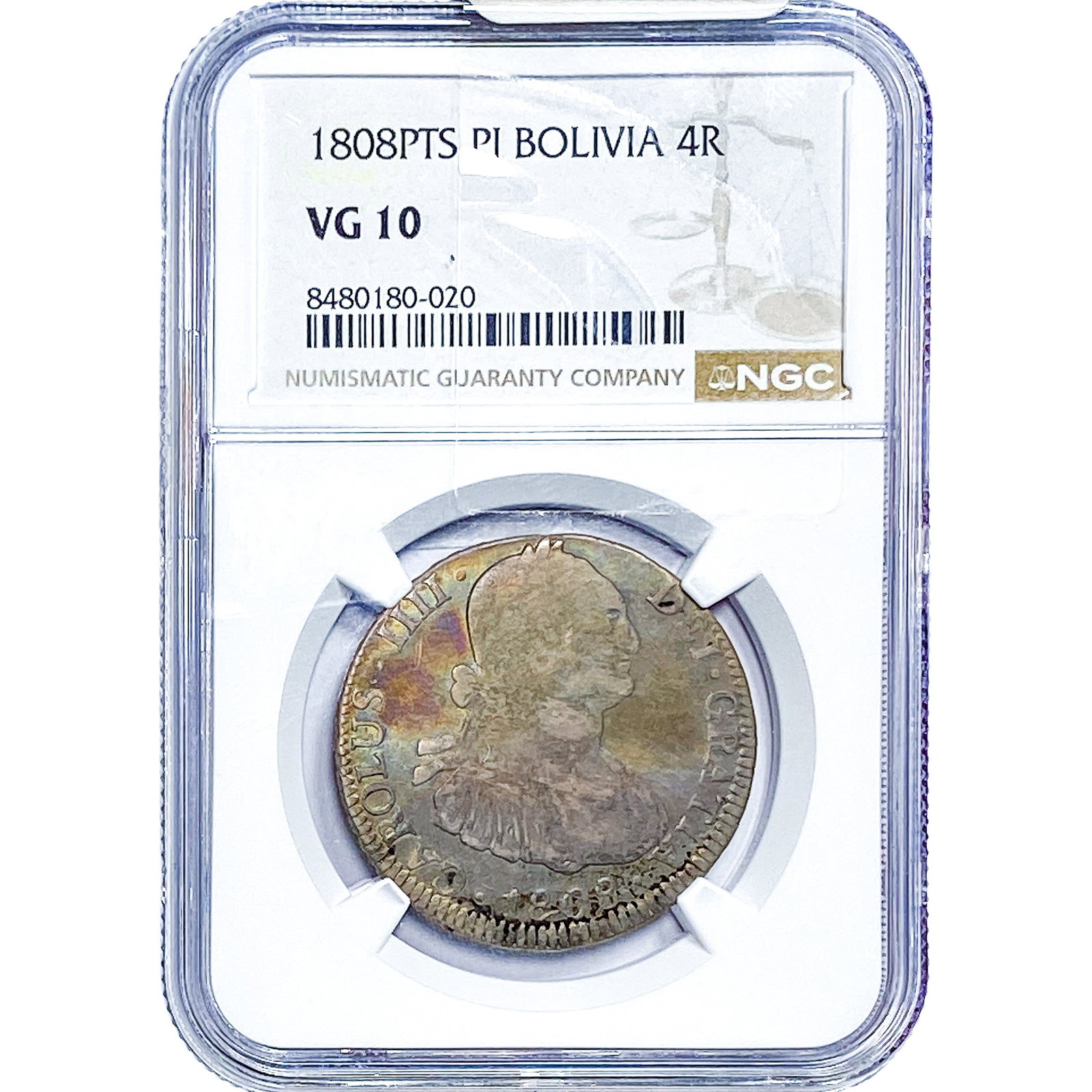 1808 Colonial Spain Silver 4 Reales NGC VG10 (1 of 2)