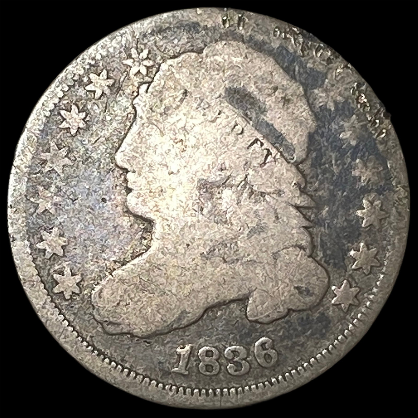 1836 Silver Capped Bust Dime NICELY CIRCULATED: 1836 Silver Capped Bust Dime NICELY CIRCULATED