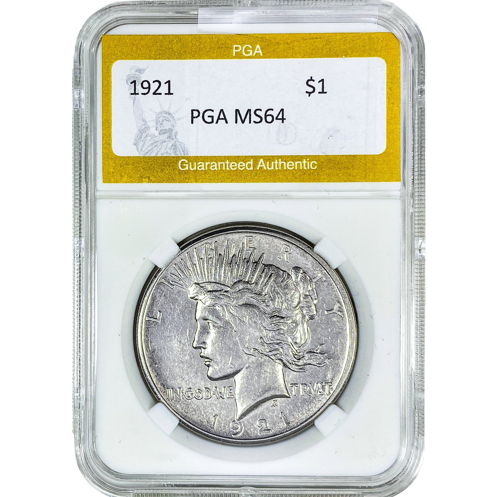 1921 Silver Peace Dollar PGA MS64: 1921 Silver Peace Dollar PGA MS64