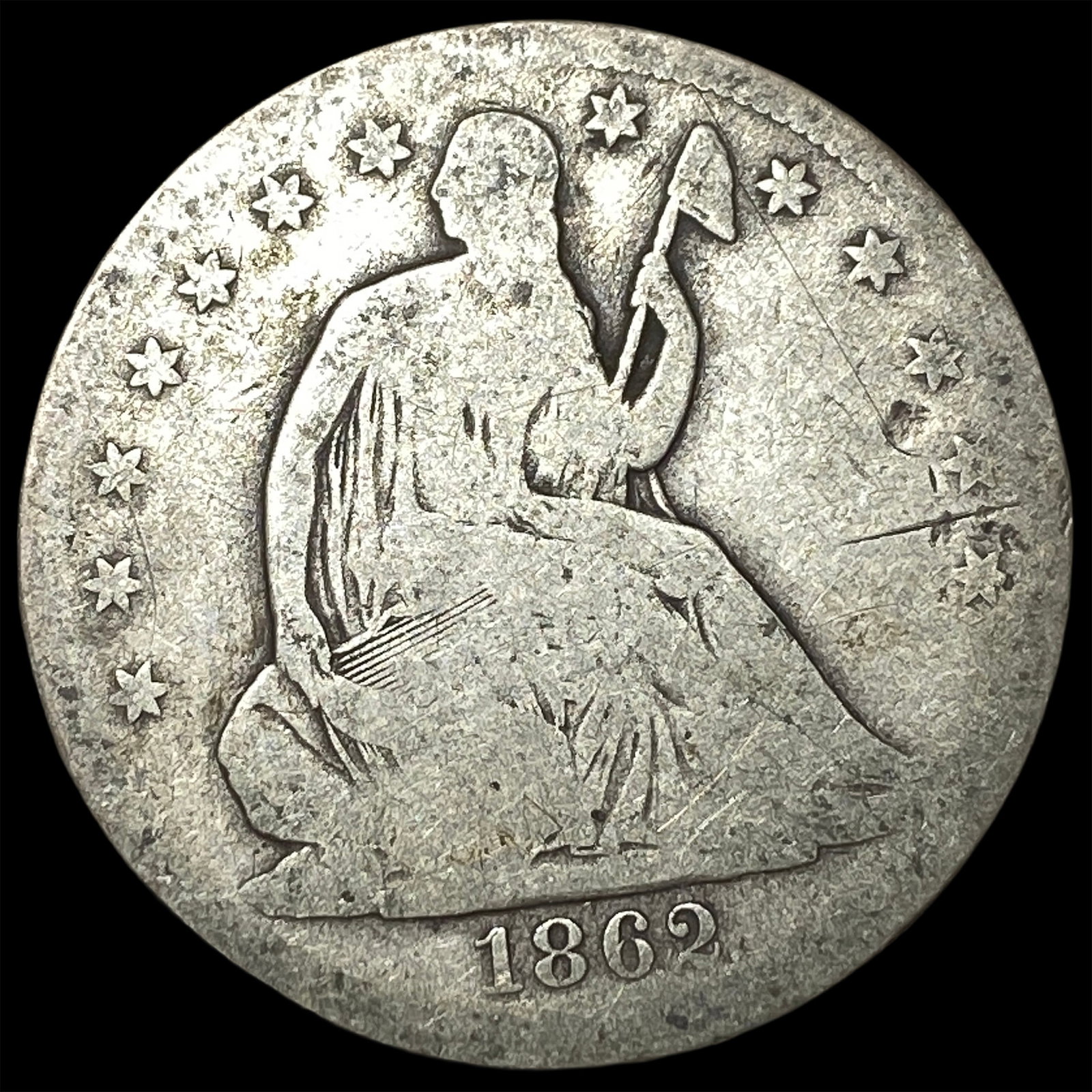 1862-S Seated Liberty Half Dollar NICELY CIRCULATED: 1862-S Seated Liberty Half Dollar NICELY CIRCULATED