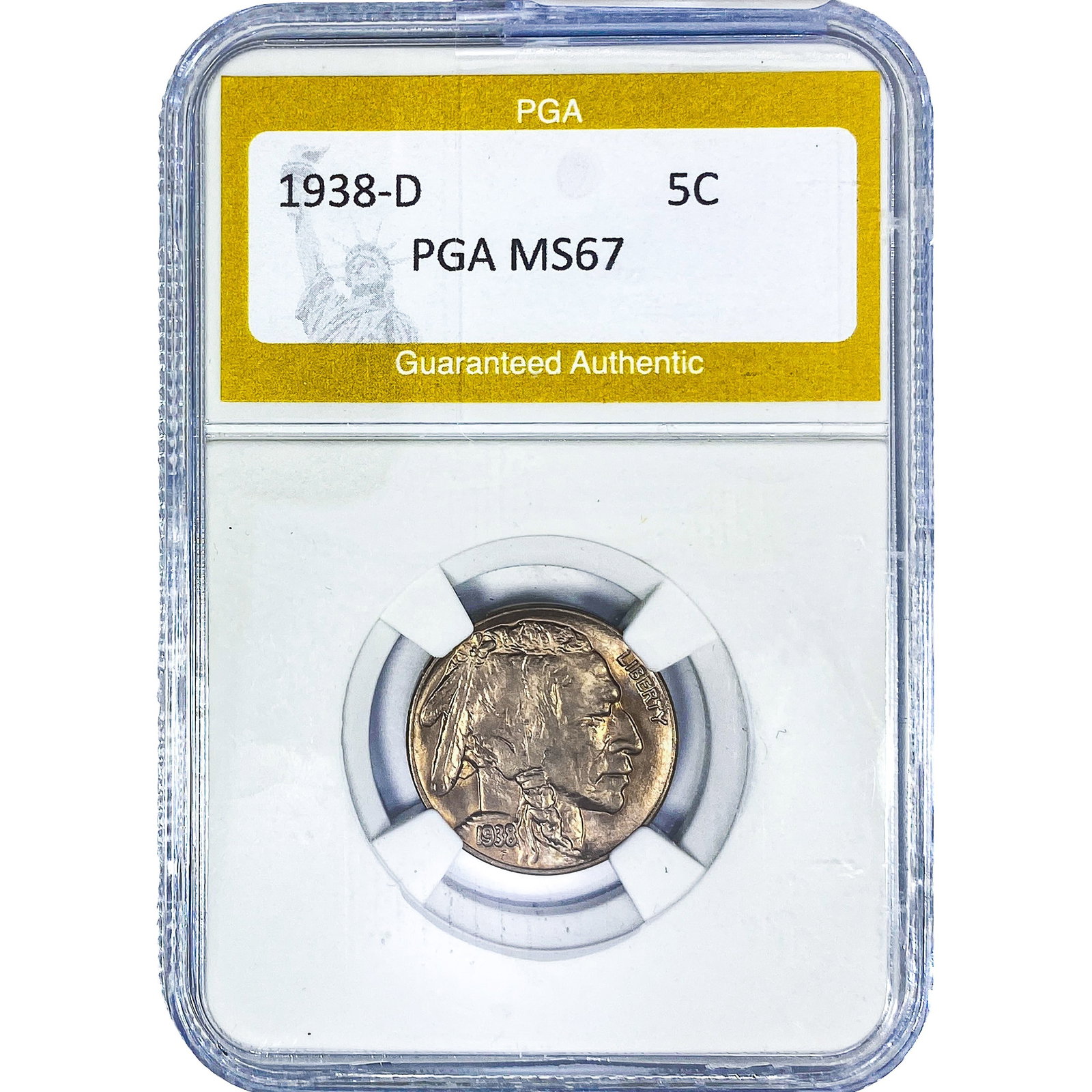 1938-D Buffalo Nickel PGA MS67: 1938-D Buffalo Nickel PGA MS67