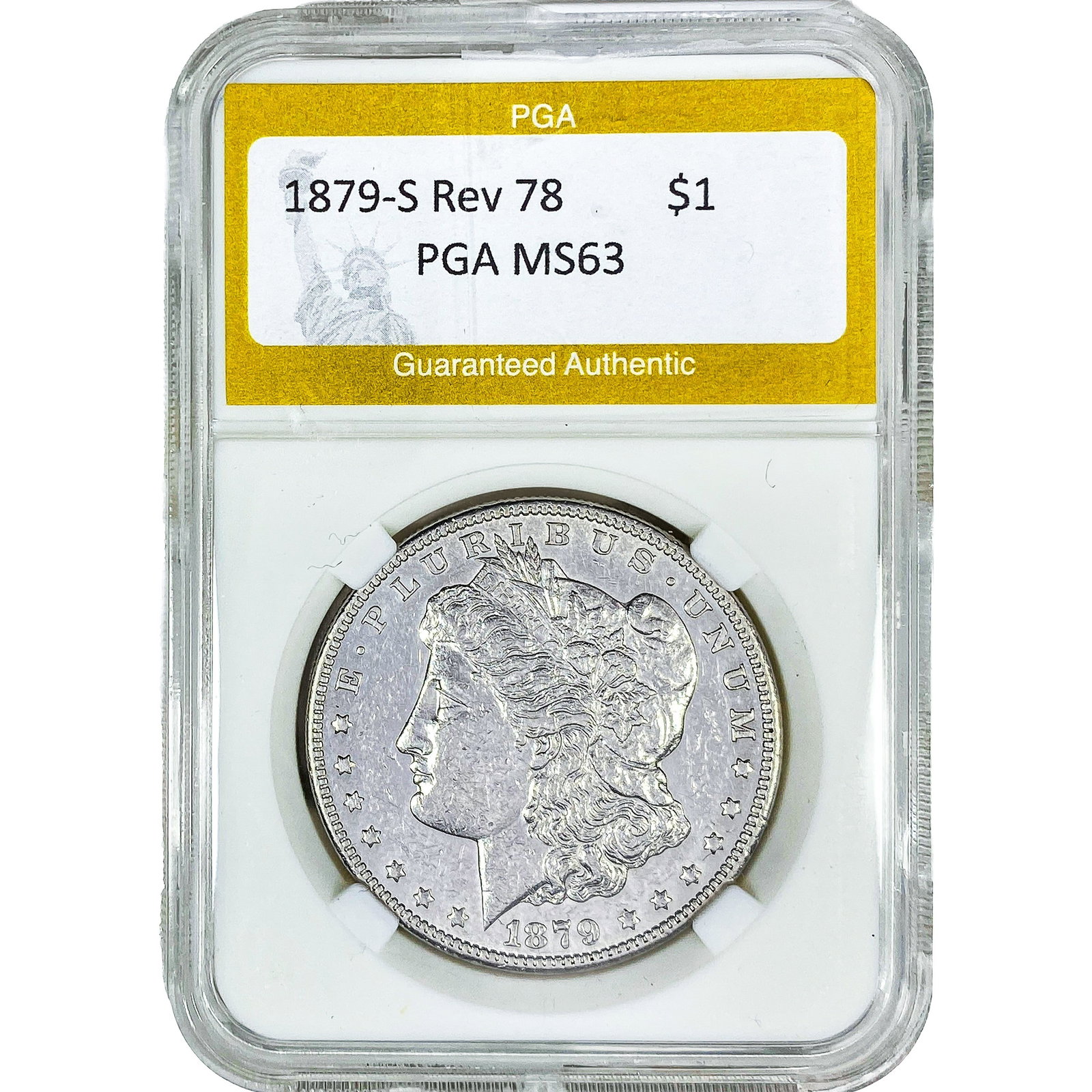 1879-S Rev 78 Morgan Silver Dollar PGA MS63: 1879-S Rev 78 Morgan Silver Dollar PGA MS63