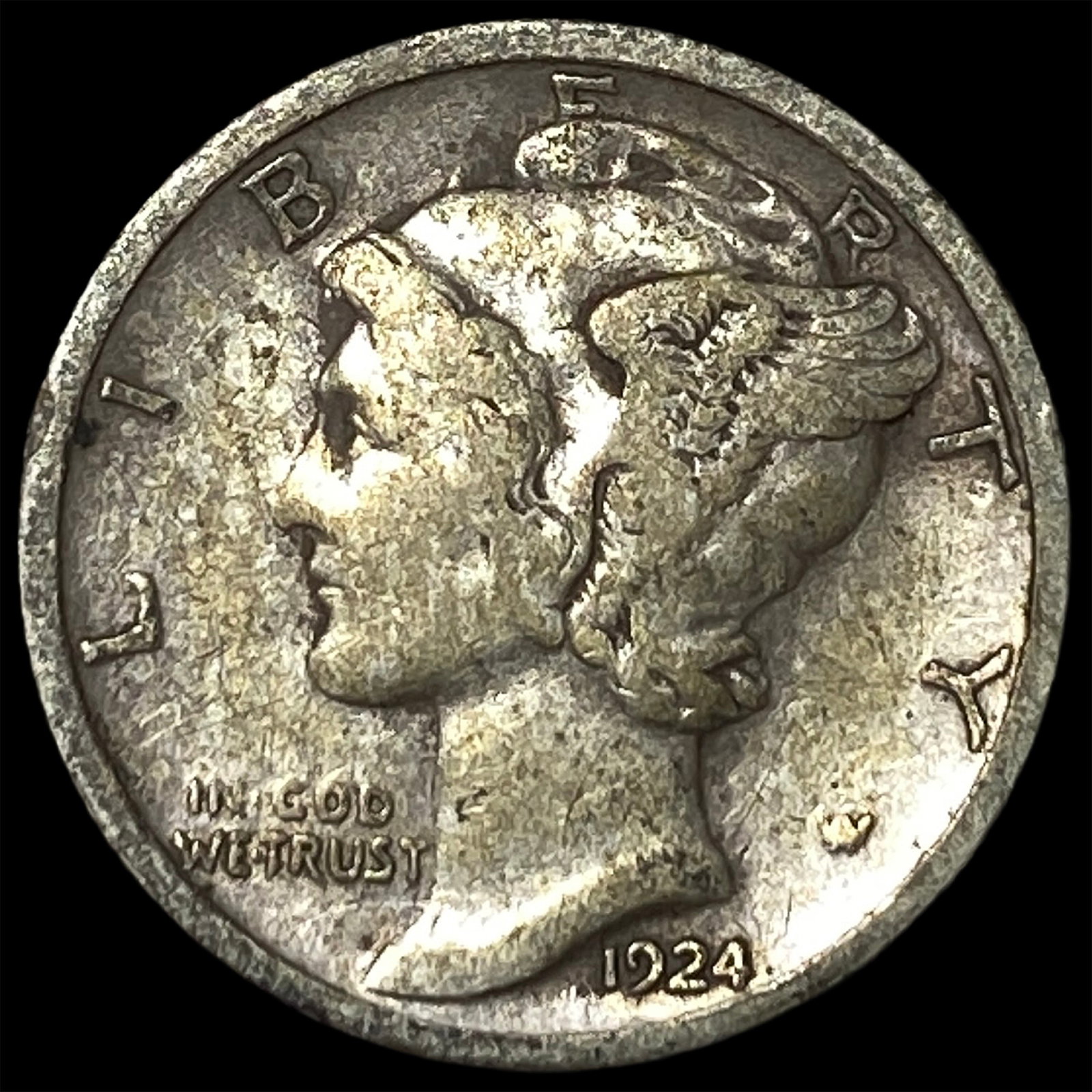 1924-S Silver Mercury Dime LIGHTLY CIRCULATED: 1924-S Silver Mercury Dime LIGHTLY CIRCULATED