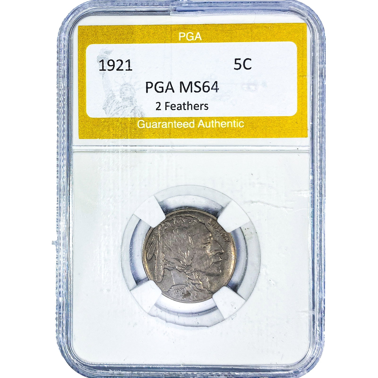 1921 Buffalo Nickel PGA MS64 2 Feathers: 1921 Buffalo Nickel PGA MS64 2 Feathers