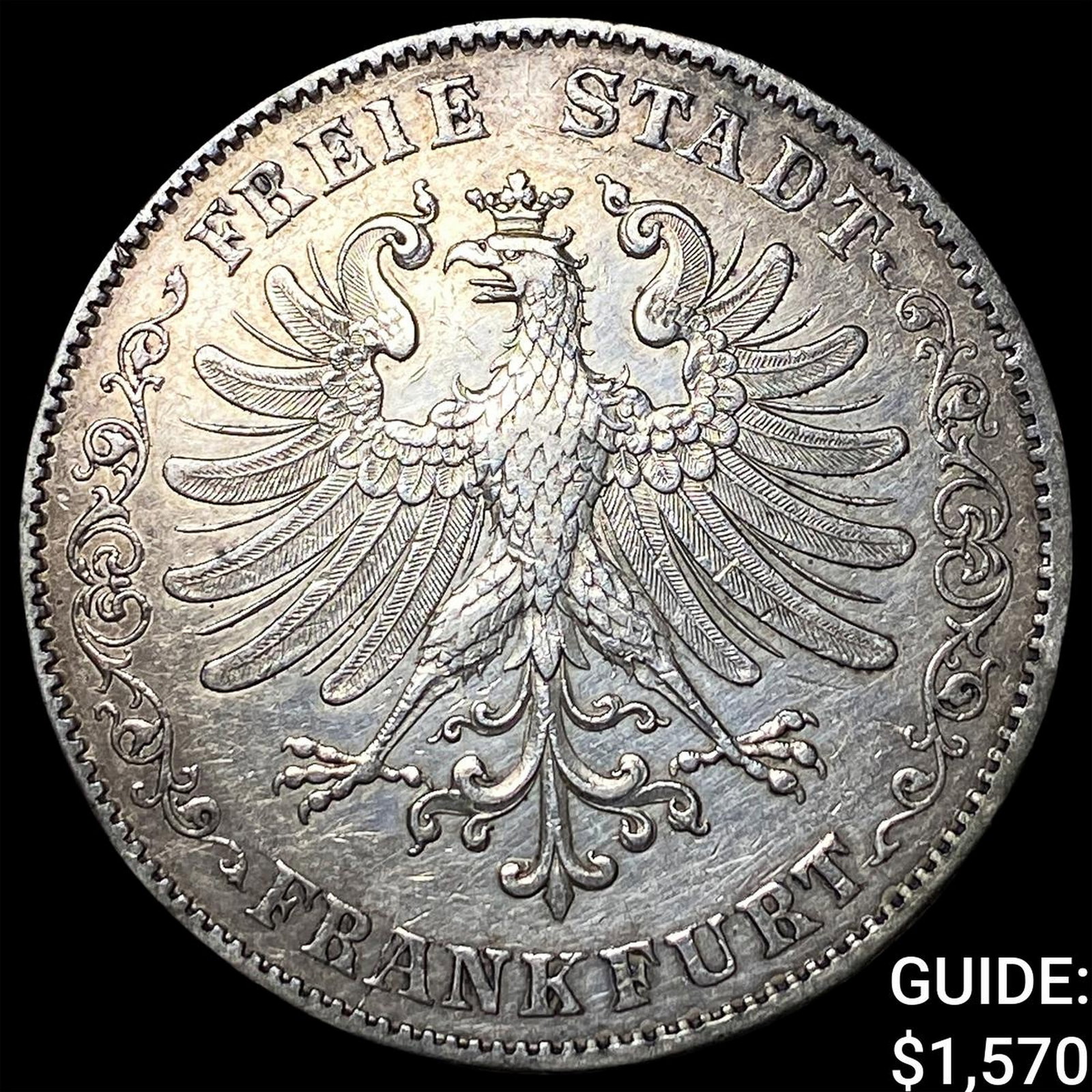 1843 German States Frankfurt Silver 2 Thaler (1 of 2)