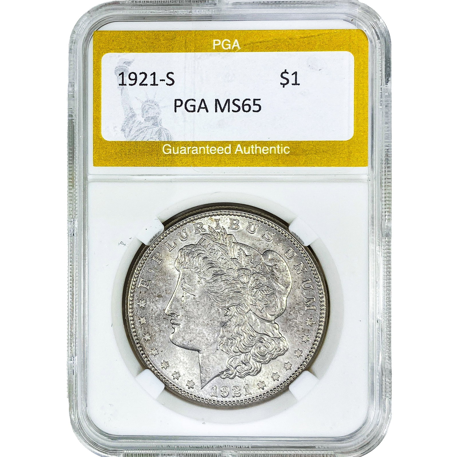 1921-S Morgan Silver Dollar PGA MS65: 1921-S Morgan Silver Dollar PGA MS65