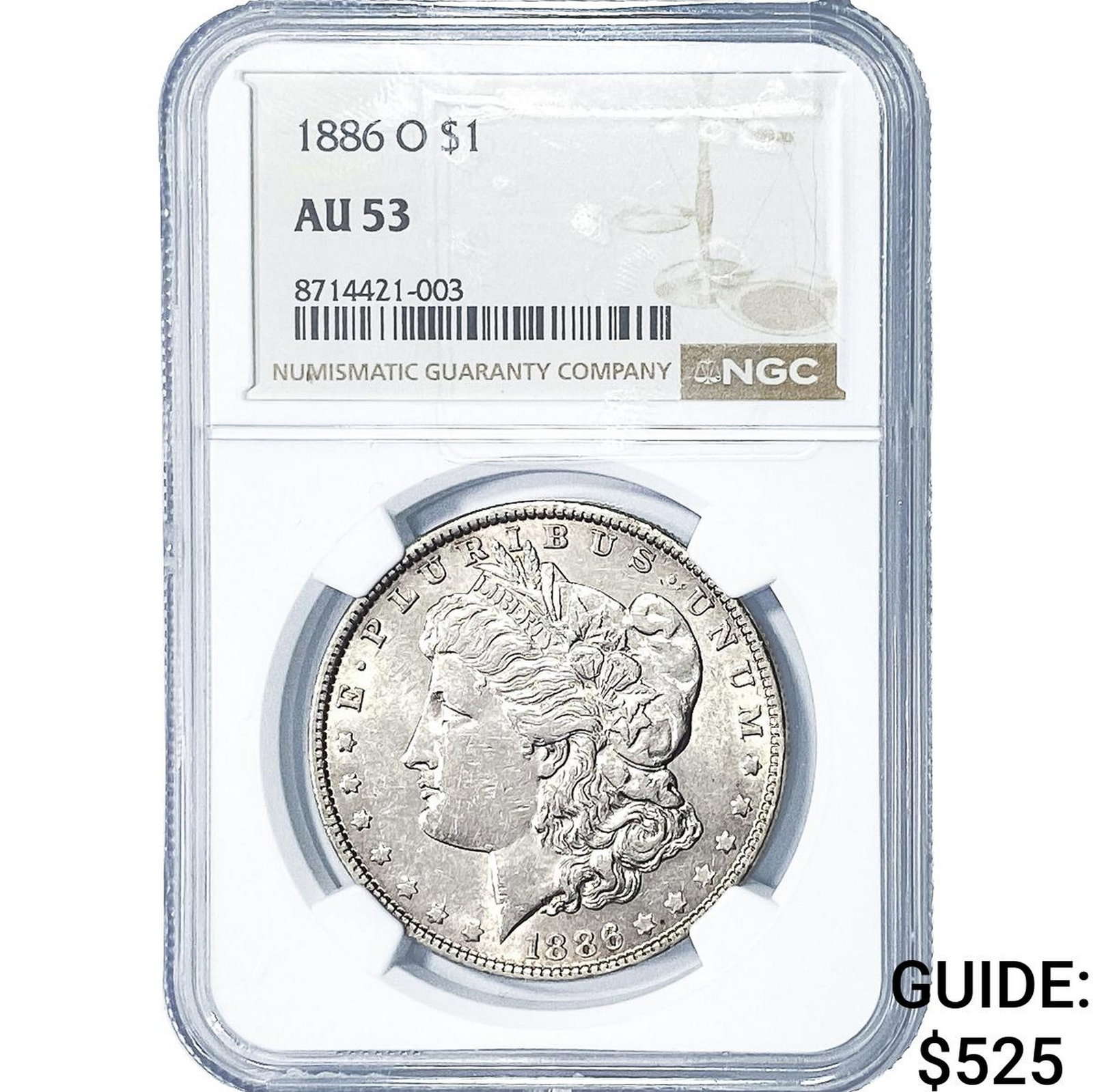 1886-O Morgan Silver Dollar NGC AU53: 1886-O Morgan Silver Dollar NGC AU53