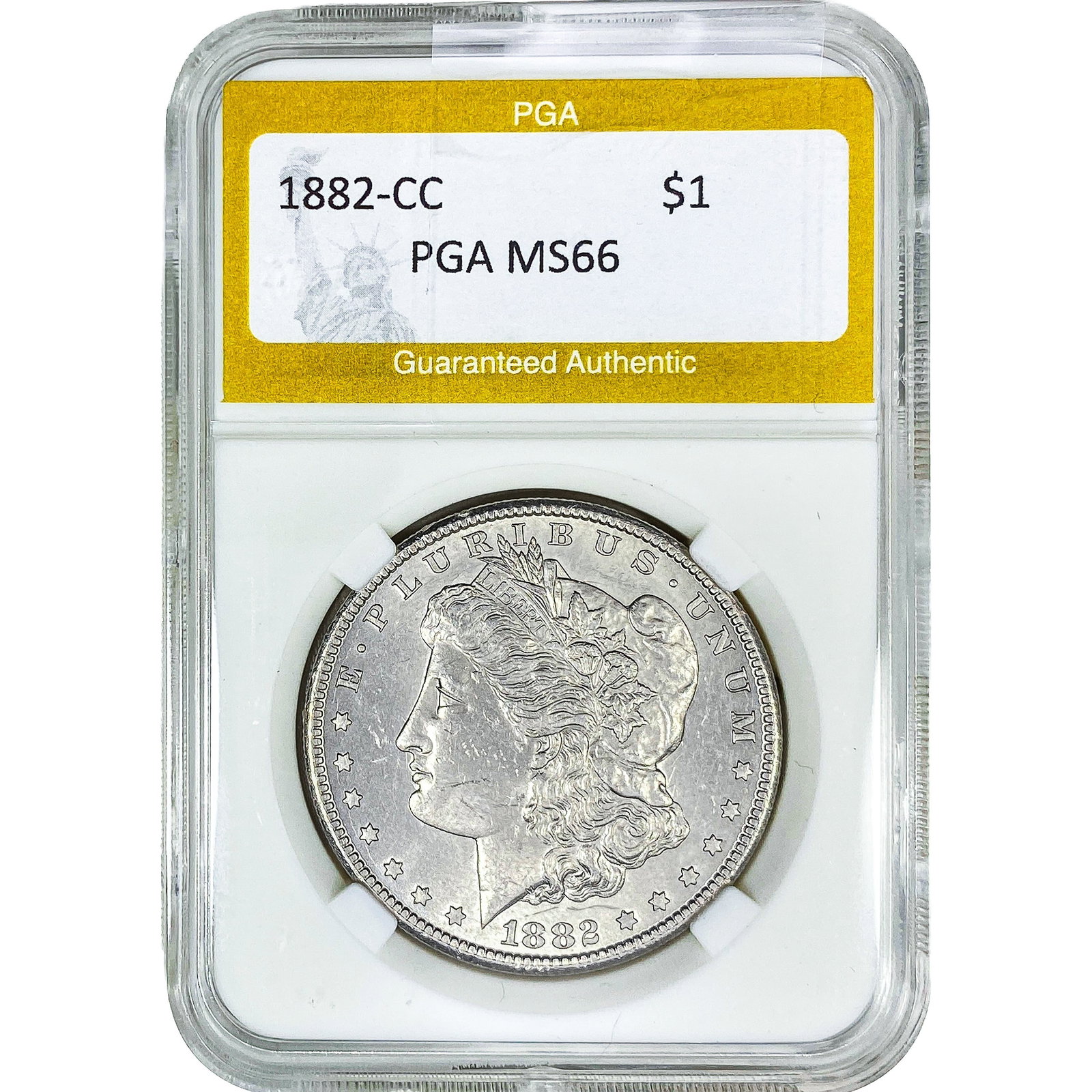 1882-CC Morgan Silver Dollar PGA MS66: 1882-CC Morgan Silver Dollar PGA MS66