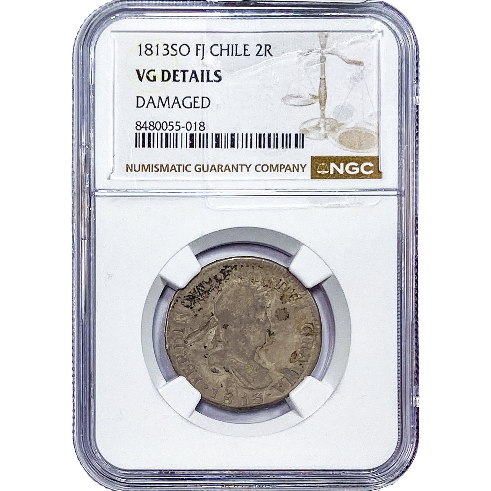 1813 Colonial Spain Silver 2 Reales NGC VG Details: 1813 Colonial Spain Silver 2 Reales NGC VG Details