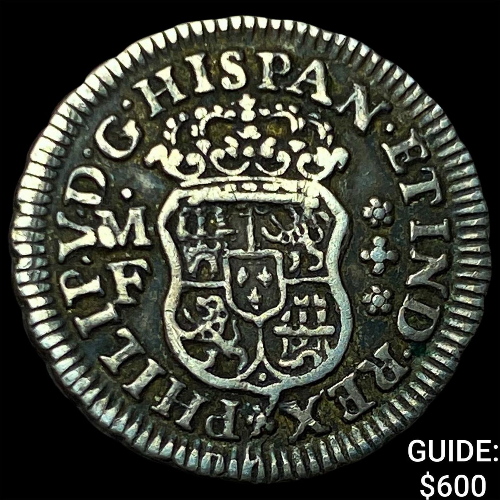 1734-MF Mexico Philip V Silver 1/2 Real: 1734-MF Mexico Philip V Silver 1/2 Real