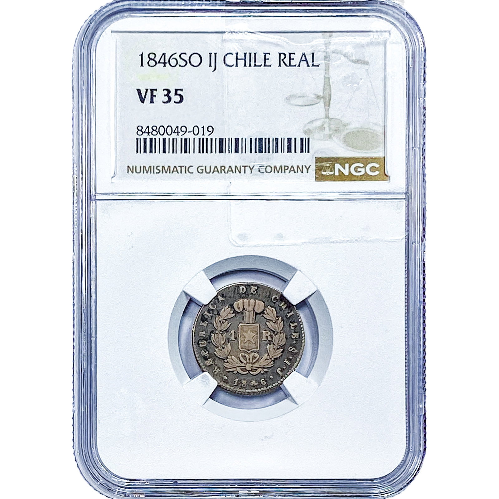 1846 Chile Silver 1 Real NGC VF35 (1 of 2)