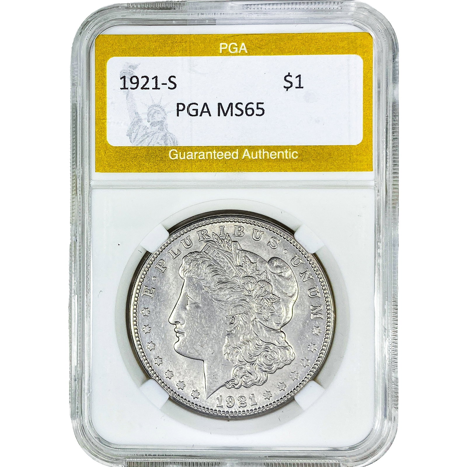 1921-S Morgan Silver Dollar PGA MS65: 1921-S Morgan Silver Dollar PGA MS65