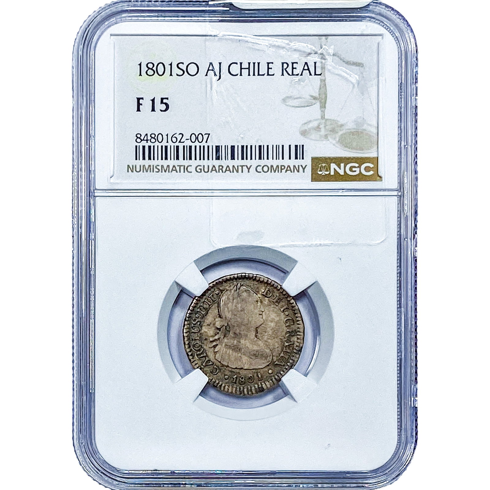 1801 Colonial Spain Silver 1 Real NGC Fine15 (1 of 2)