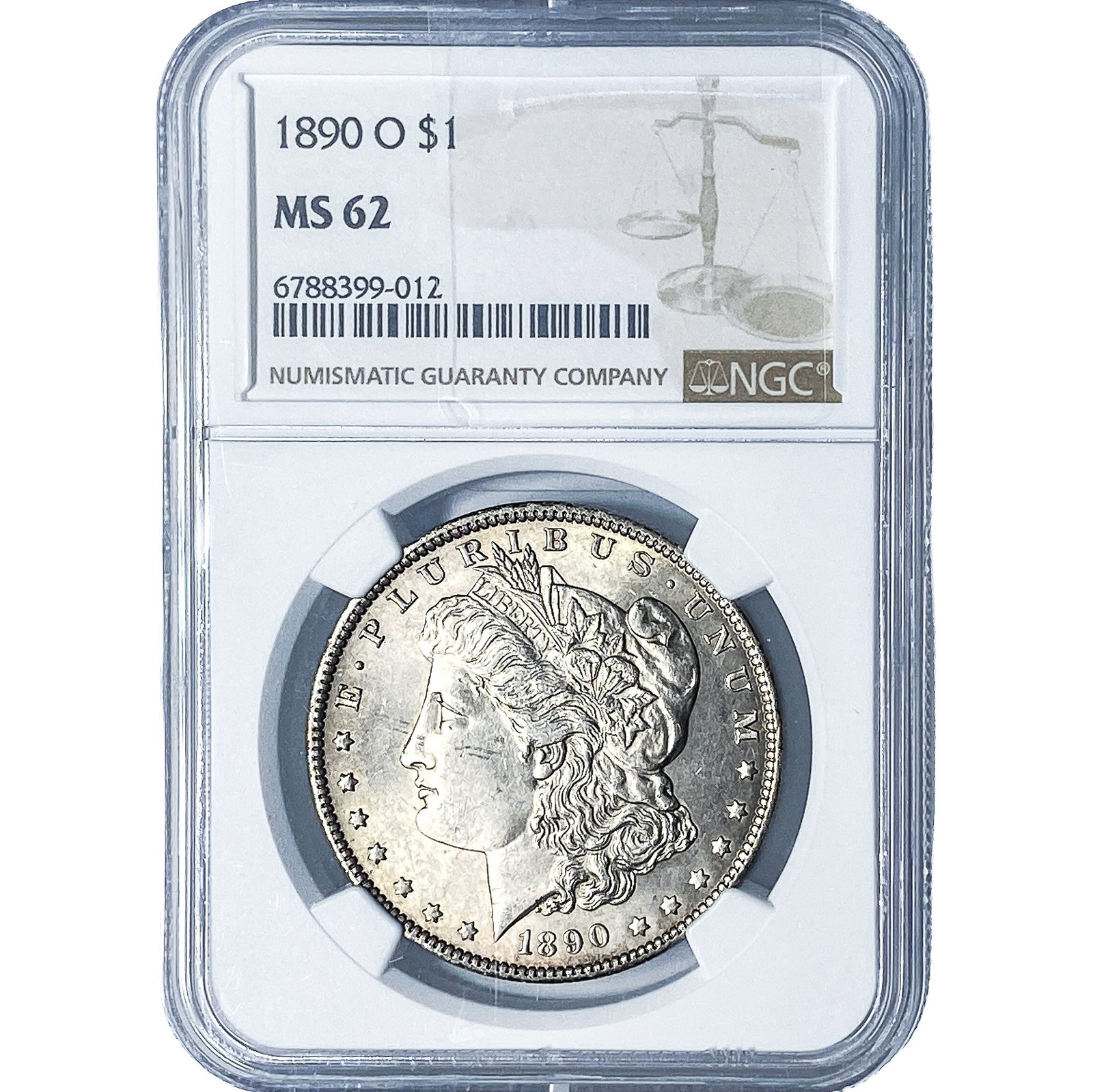 1890-O Morgan Silver Dollar NGC MS62: 1890-O Morgan Silver Dollar NGC MS62