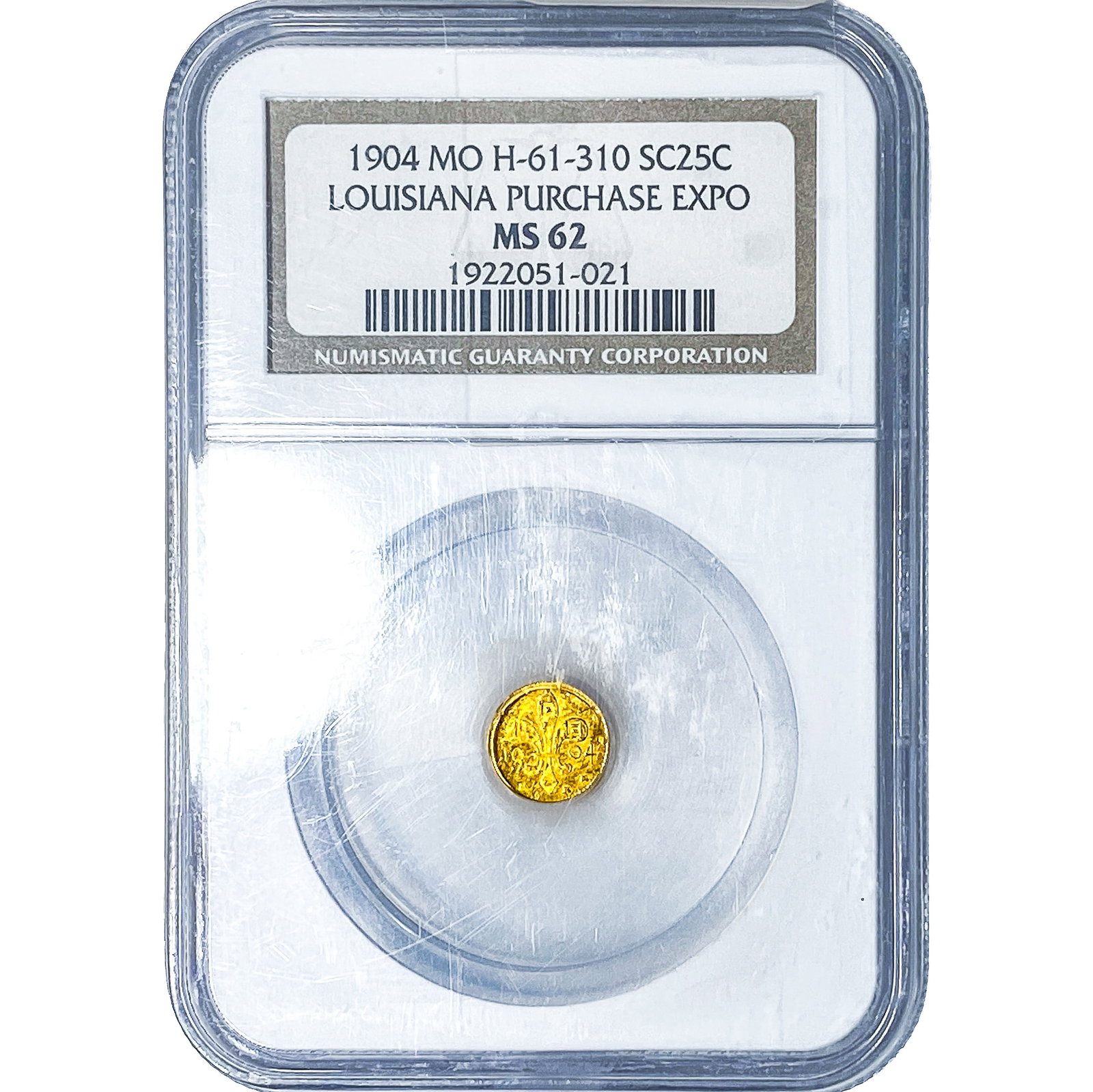 1904 Mo 25C Louisiana Purchase Expo NGC MS62: 1904 Mo 25C Louisiana Purchase Expo NGC MS62