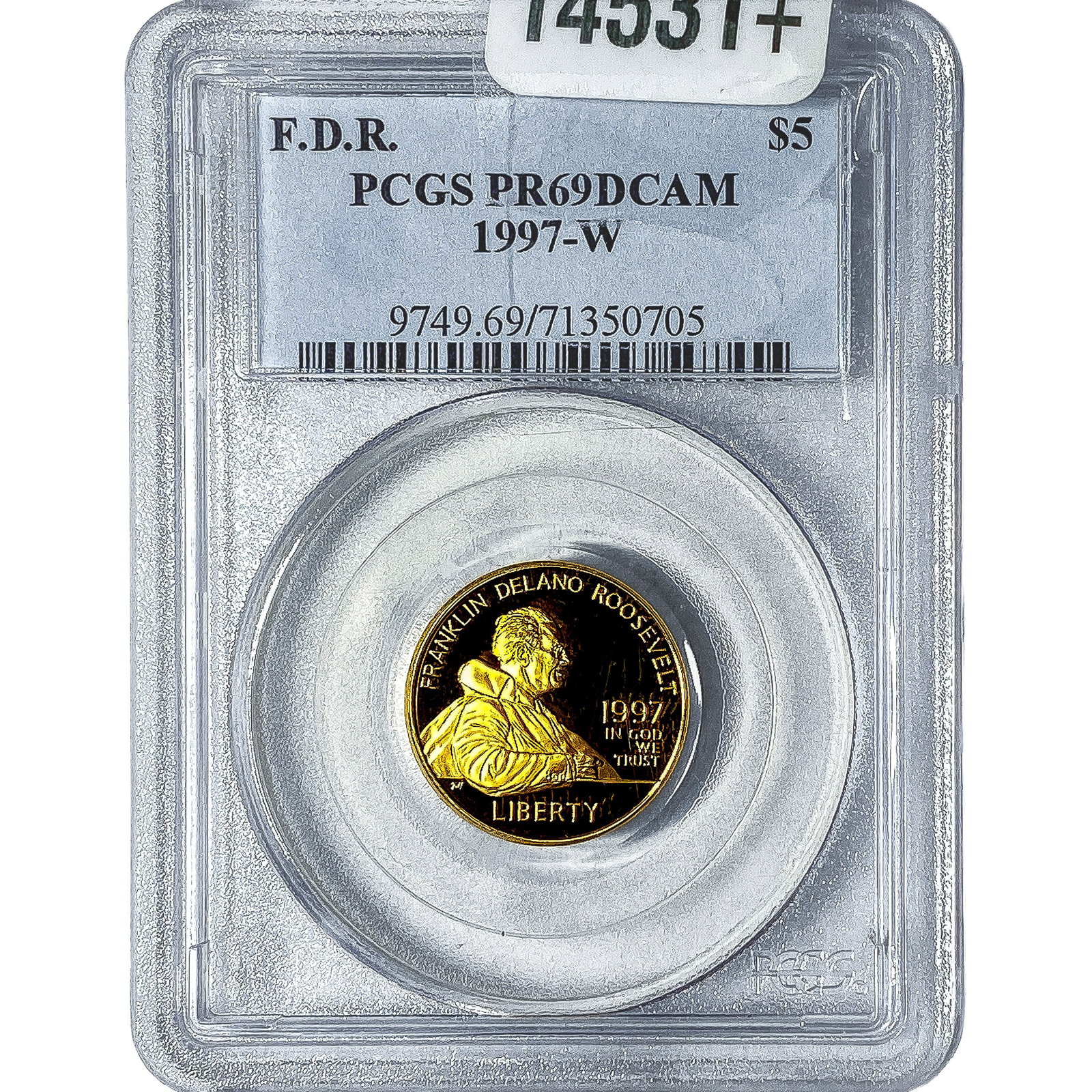 1997W 1/4oz Gold Commemorative $5-FDR PCGS PR69: 1997W 1/4oz Gold Commemorative $5-FDR PCGS PR69