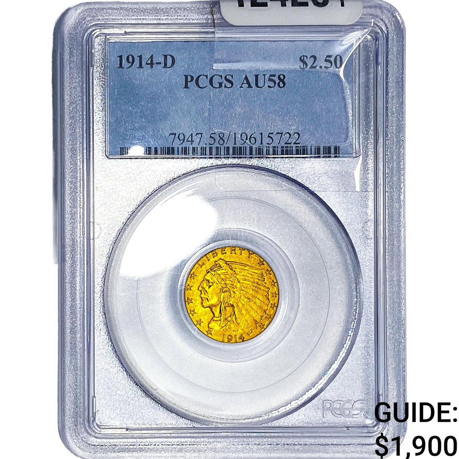 1914-D $2.50 Gold Quarter Eagle PCGS AU58: 1914-D $2.50 Gold Quarter Eagle PCGS AU58
