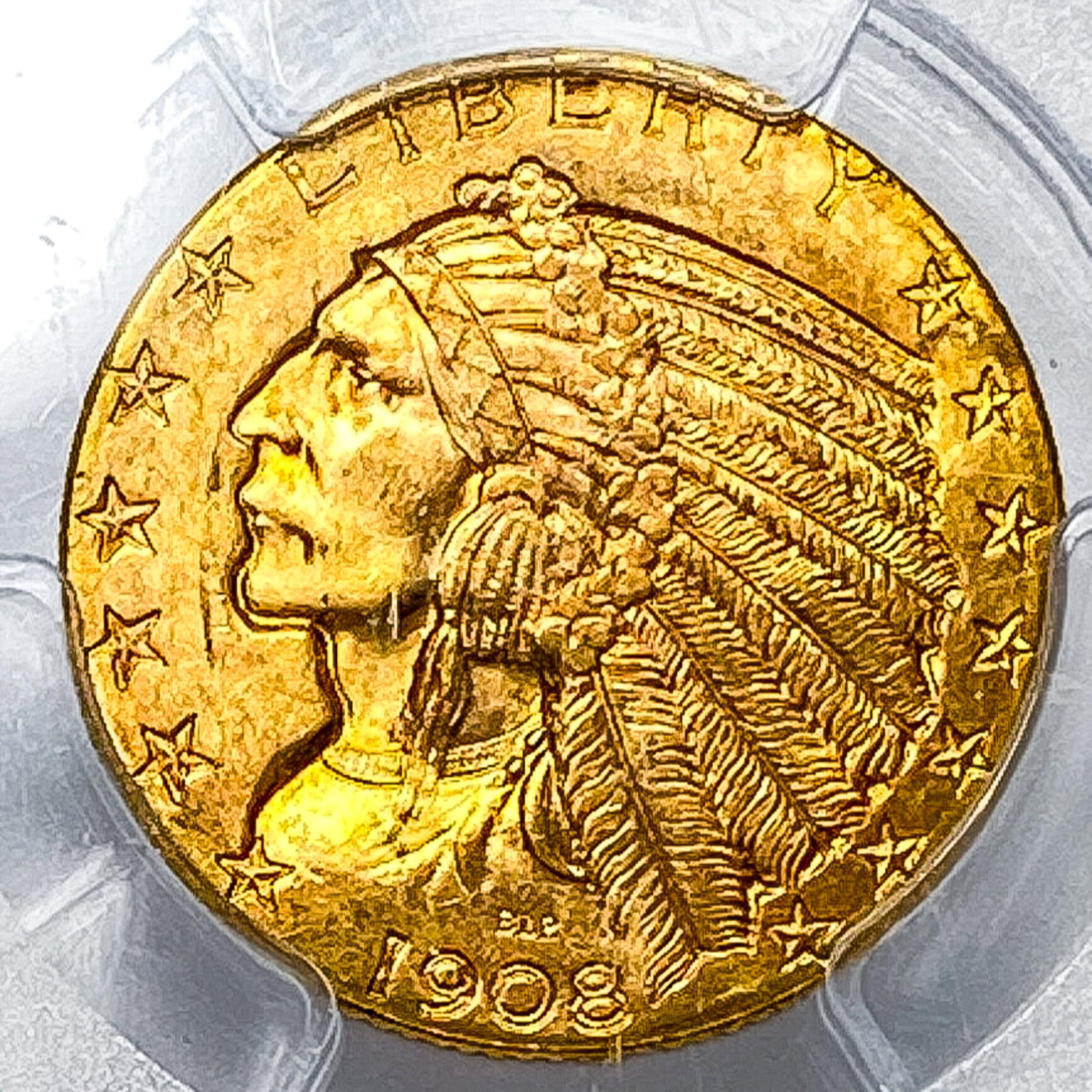 1908 CAC $5 Gold Half Eagle PCGS MS64 - 3